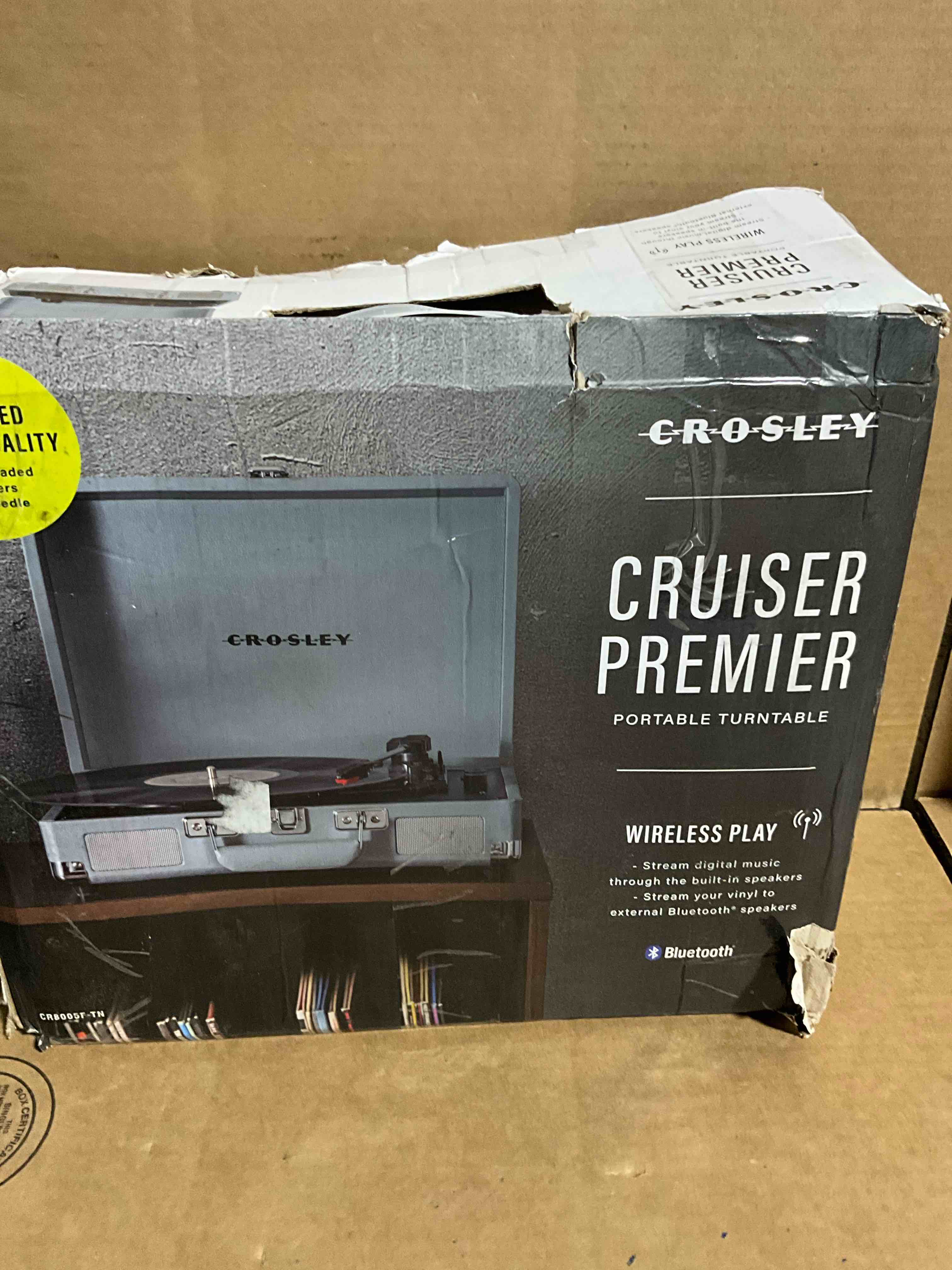 Condition photo showing New/Like New for Crosley Cruiser Plus Vinyl Record Player with Speakers and Wireless Bluetooth - Audio Turntables