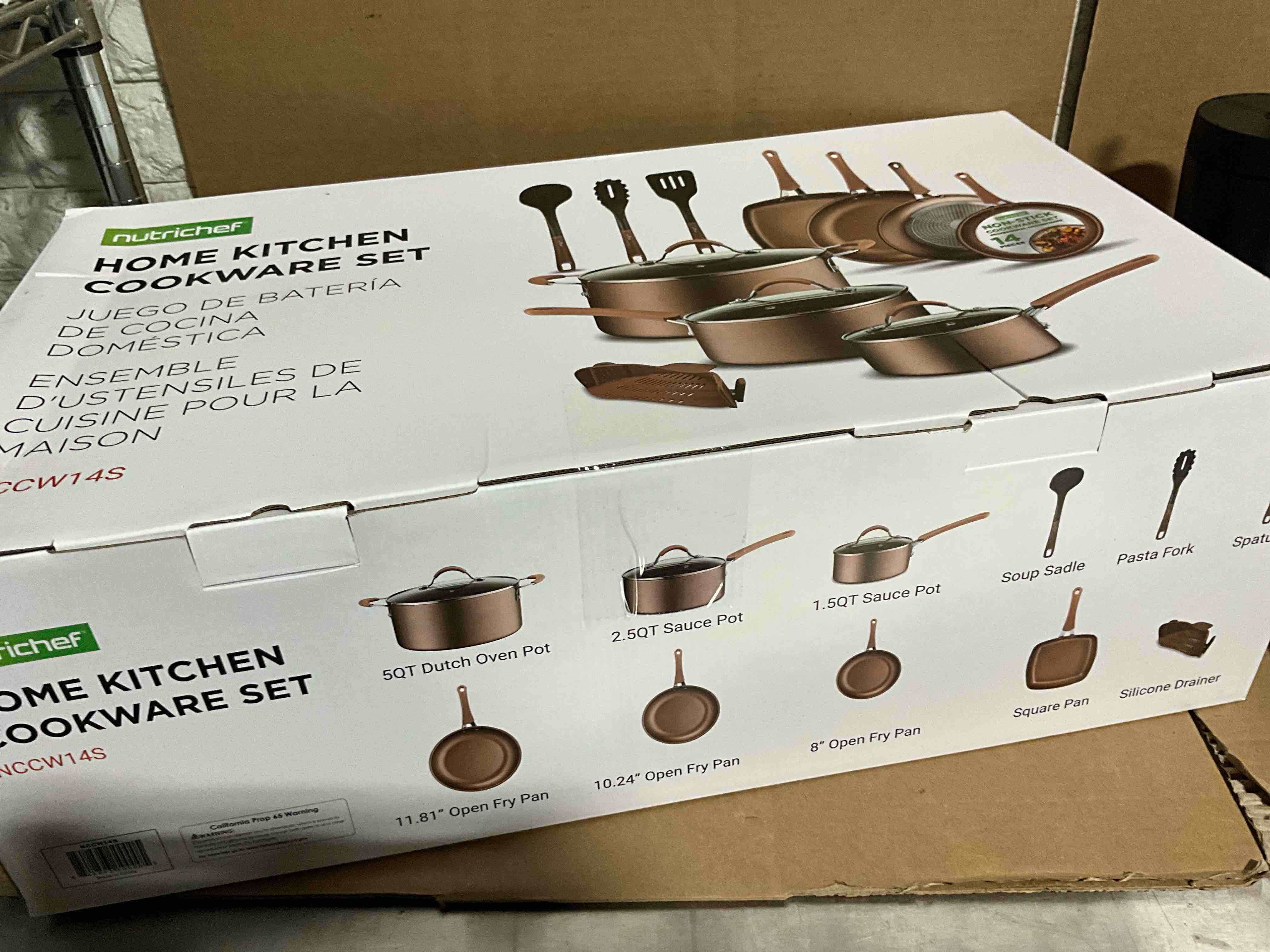 Condition photo showing New/Like New for NutriChef Nonstick Cookware Pots & Pans  14pce Set in Bronze-Aluminum