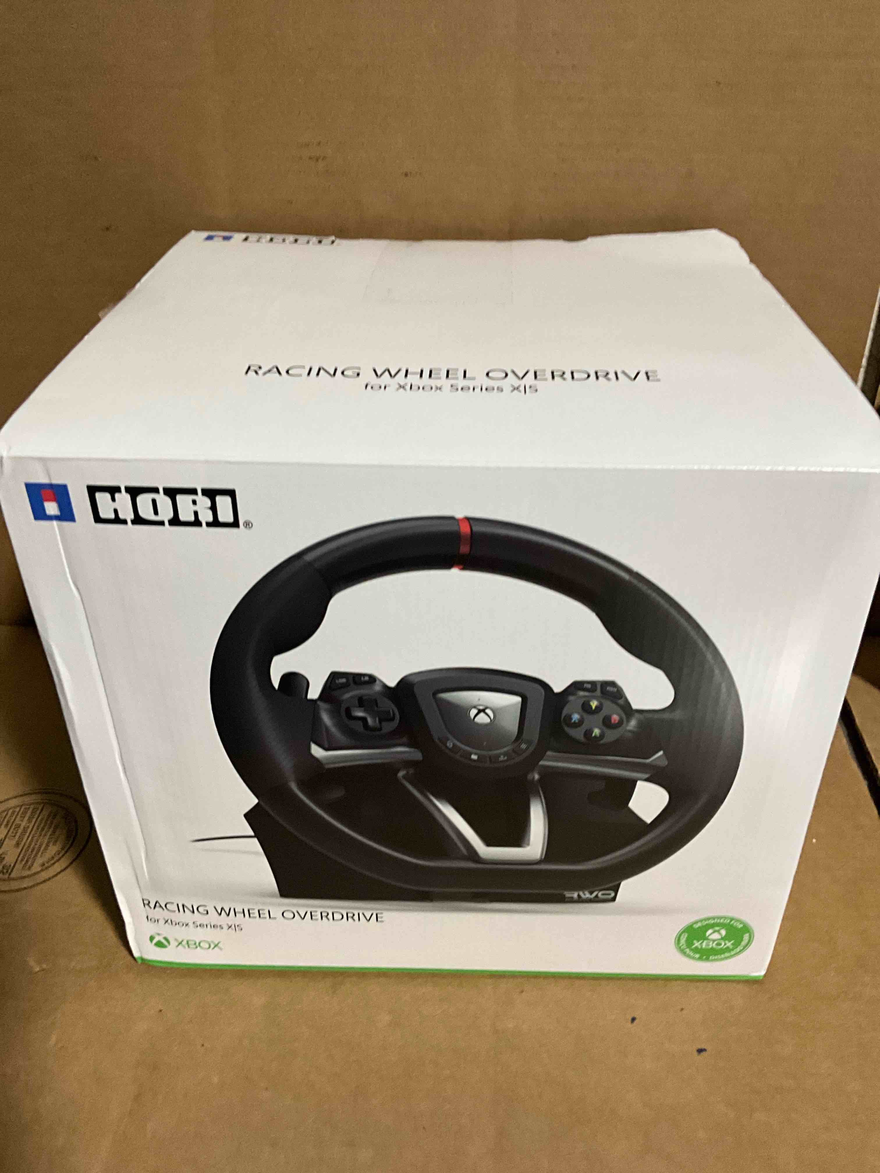 Condition photo showing New/Like New for Hori - Black  Xbox series X/S and Multi-Platform  Overdrive  Wired Video Game Racing Wheel
