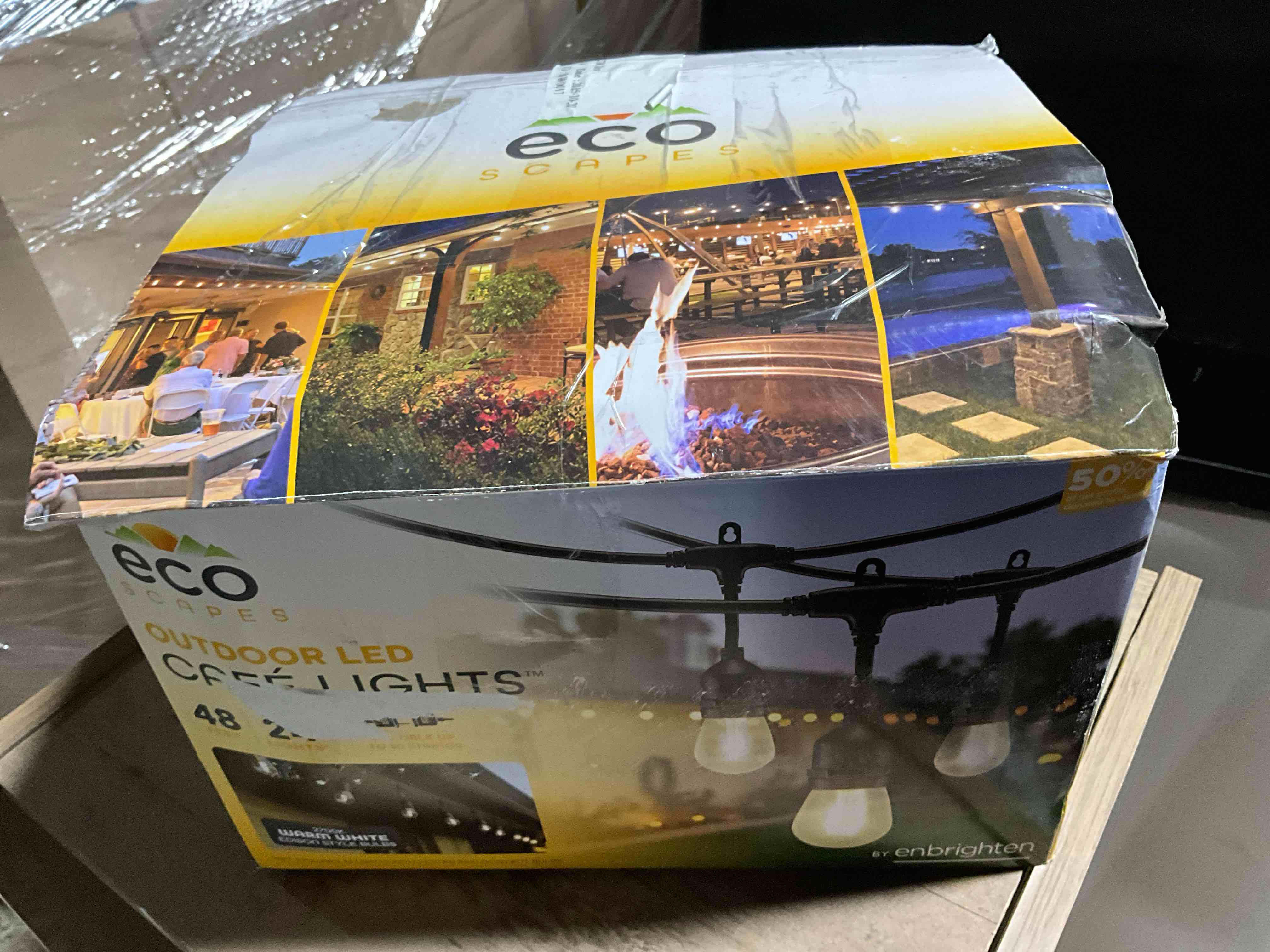 Condition photo showing Good Condition for ecoscapes outdoor led café lights (24 bulbs  48 feet)