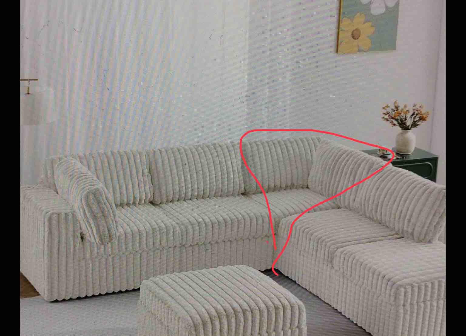 Modular corner sofa white one section only 
