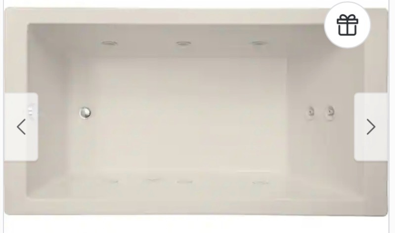 mirabelle mirska6036 white 60" x 36" acrylic air bathtub for drop in or undermount
