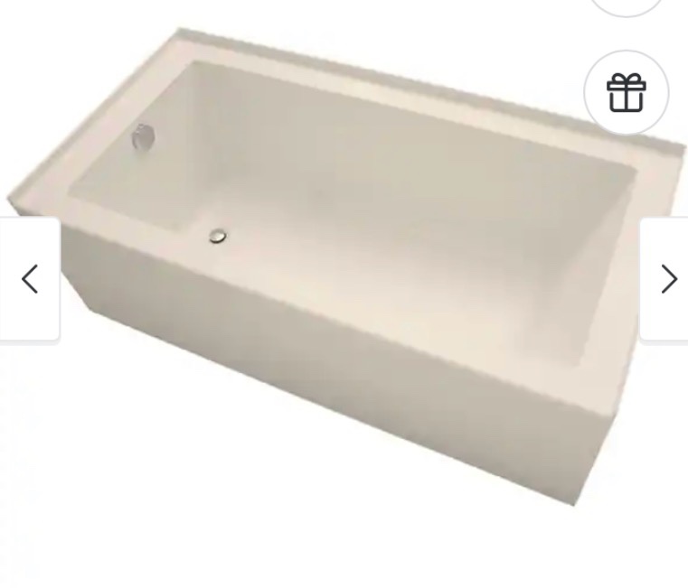 mirabelle mirsks6030l 60" x 30" acrylic soaking bathtub for three wall alcove