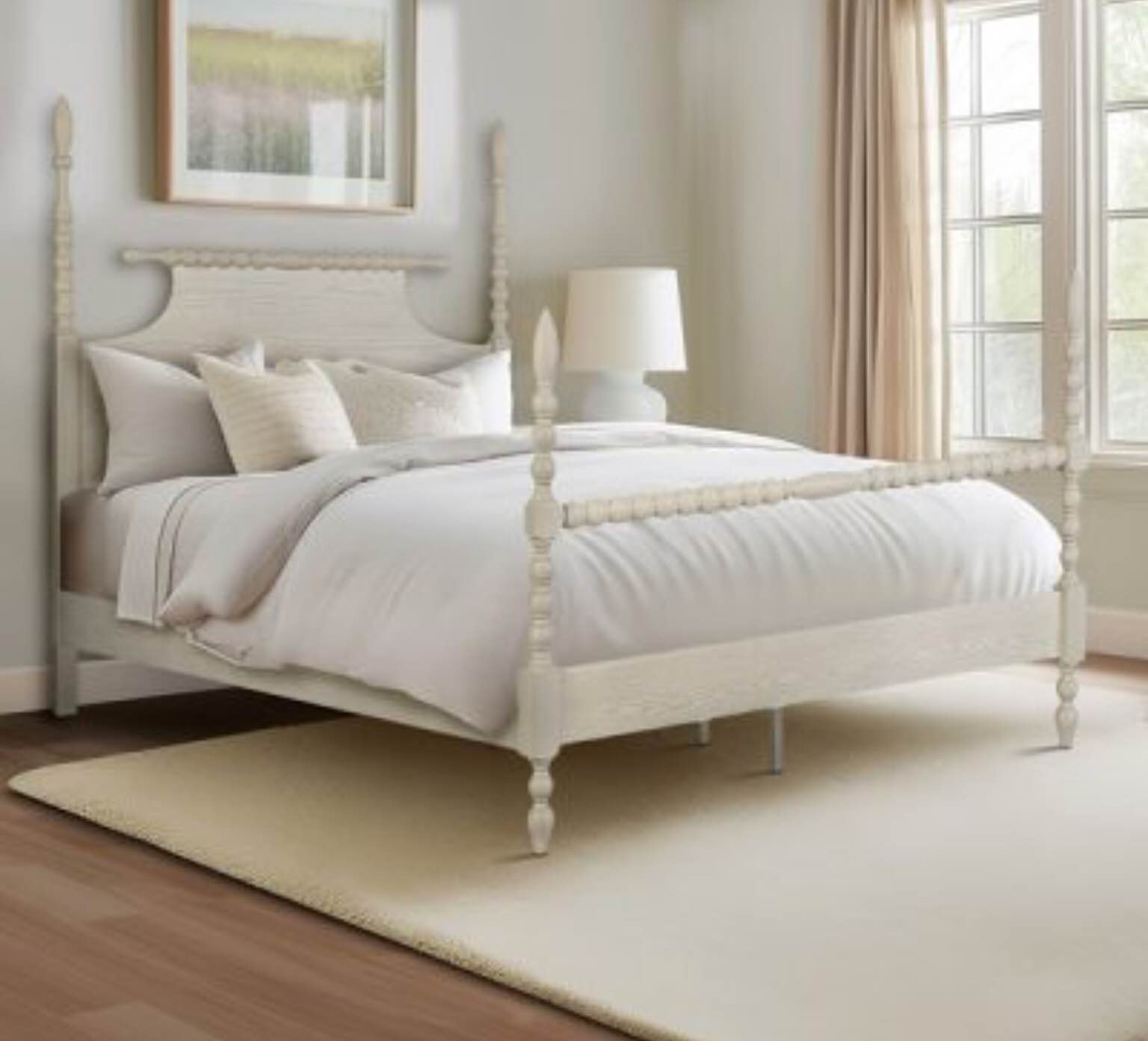Condition photo showing Good Condition for king bed headboard in sandcastle antique white finish
