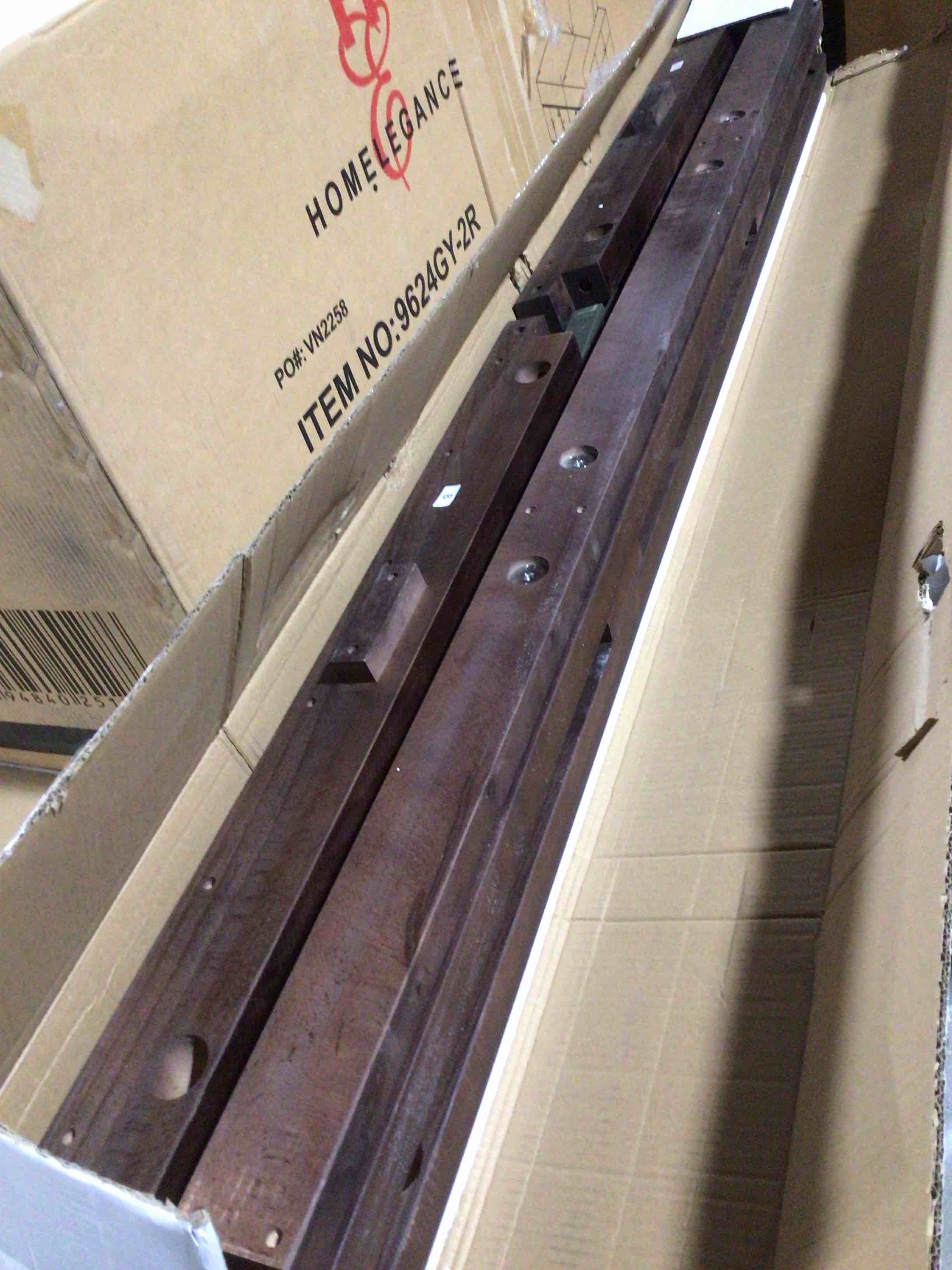 Condition photo showing Good Condition for (incomplete, box 3 of 6 cross Bean ) Edin 8ft slate pool table - Weather oak on, 86.5”L x 9”W x 9”H 