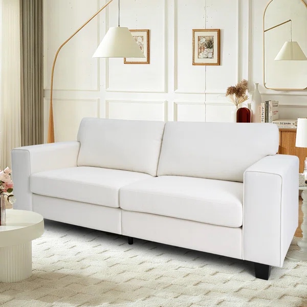 (incomplete, just 1 pillow) 82.3” upholstered sofa 2 seater modern living room couch with square 