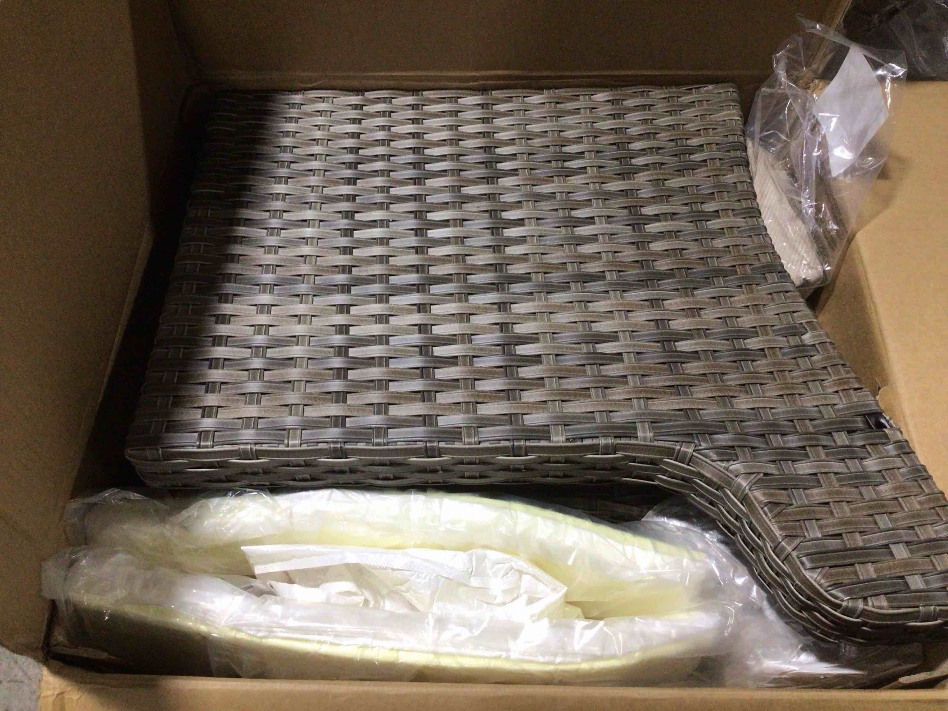 Condition photo showing Good Condition for (only 2 pcs) Outdoor Patio Furniture Set High-Back Rattan Wicker Conversation Set Outdoor Sectional with Swivel Chairs & Solar Light Coffee Table, beige