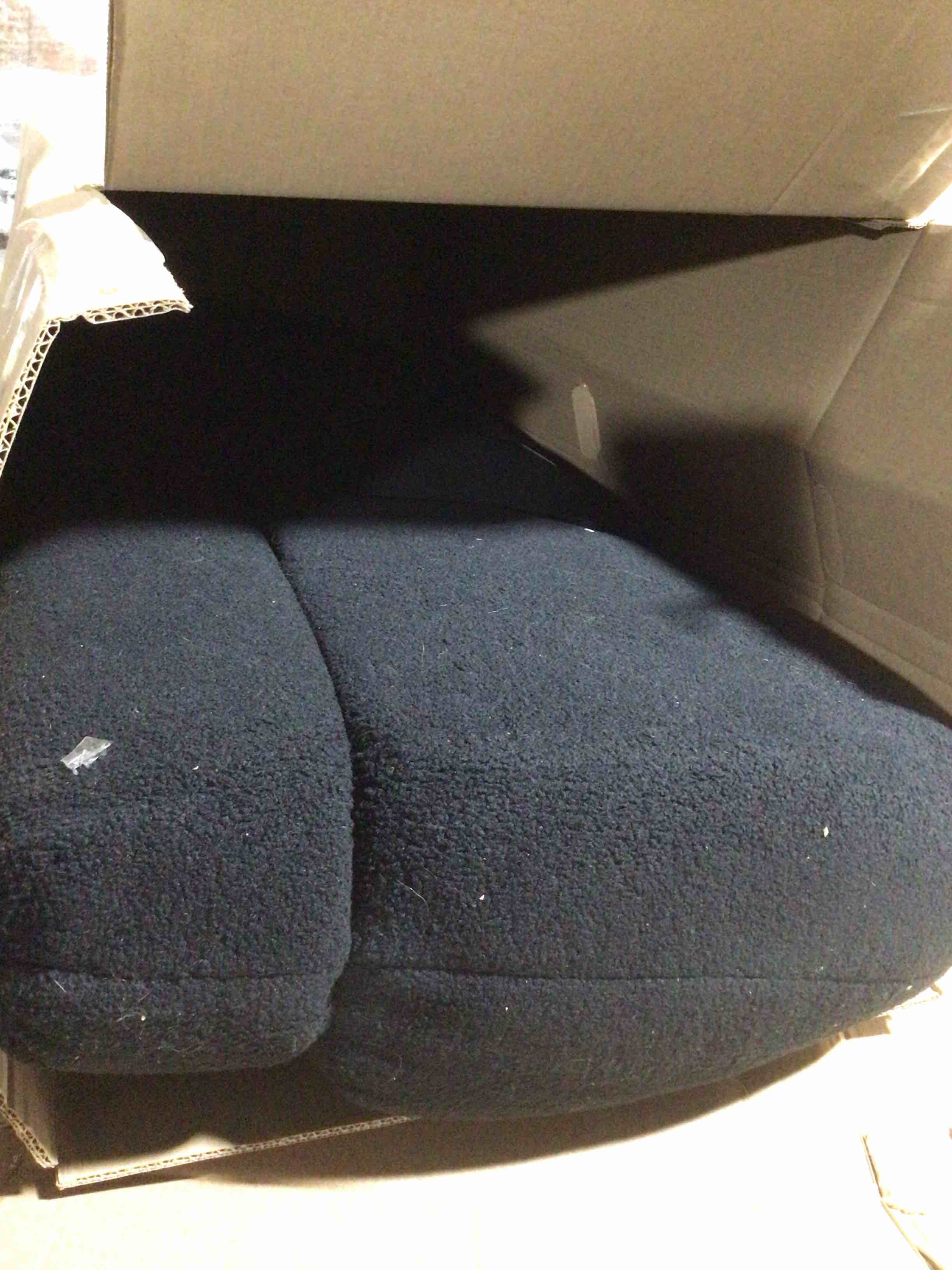 Condition photo showing As Is for (incomplete) Kieayla 64.96” upholstered loveseat ,black 