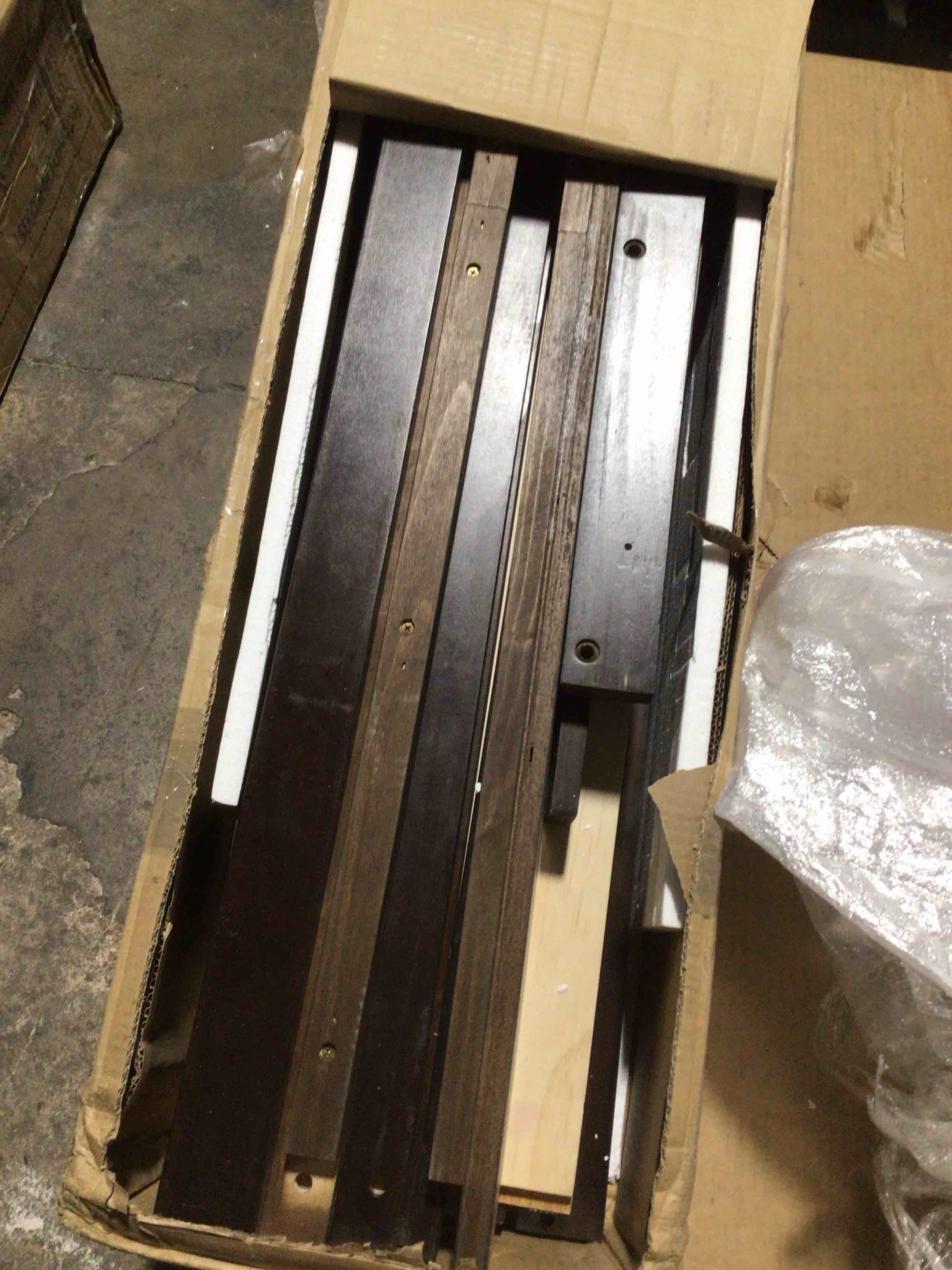 Condition photo showing As Is for (incomplete, box 2/4) Januita 3 drawer L- shaped bunk beds, expresso 