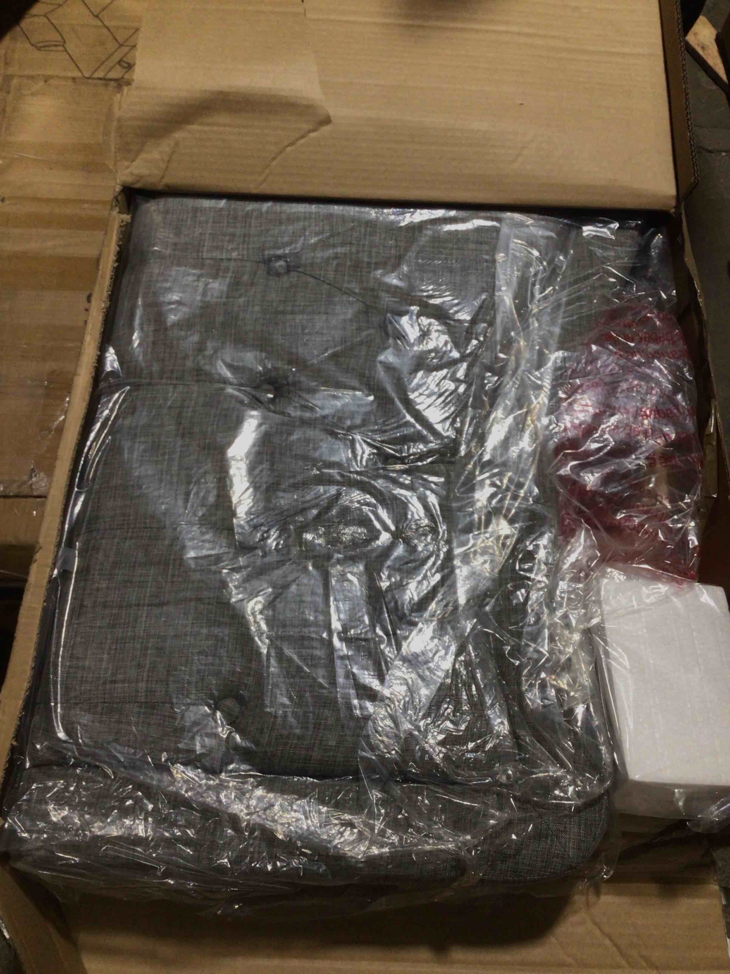 Condition photo showing Good Condition for (1pc) upholstered polyester tufted button, grey , 4.46’ 