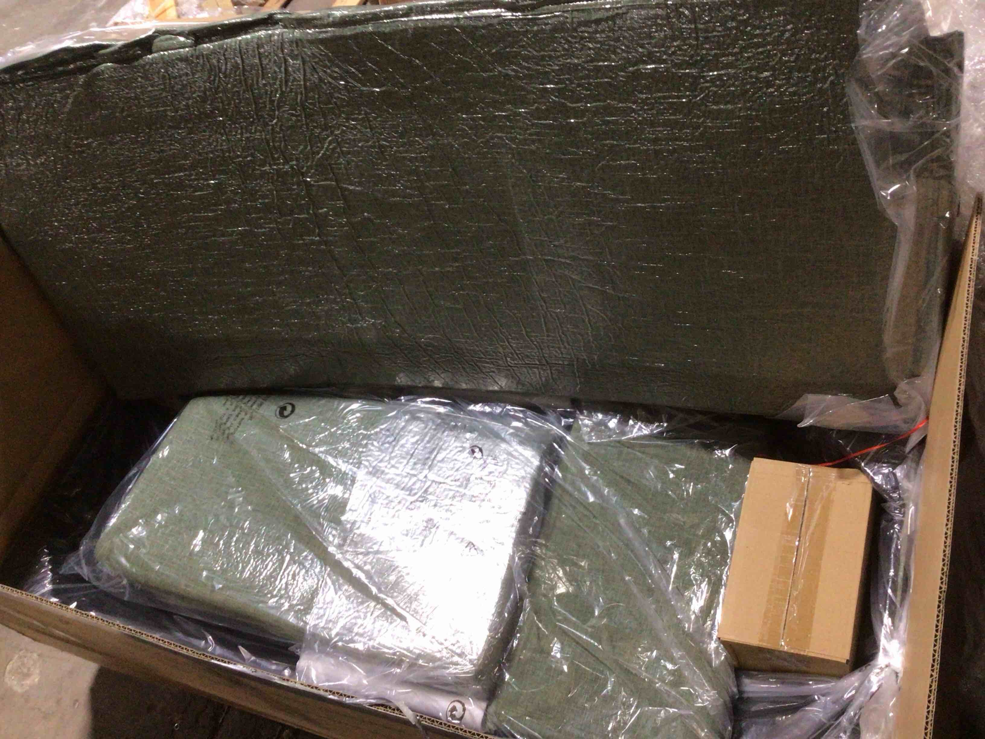 Condition photo showing Good Condition for (incomplete) Upholstered sectional, green 2