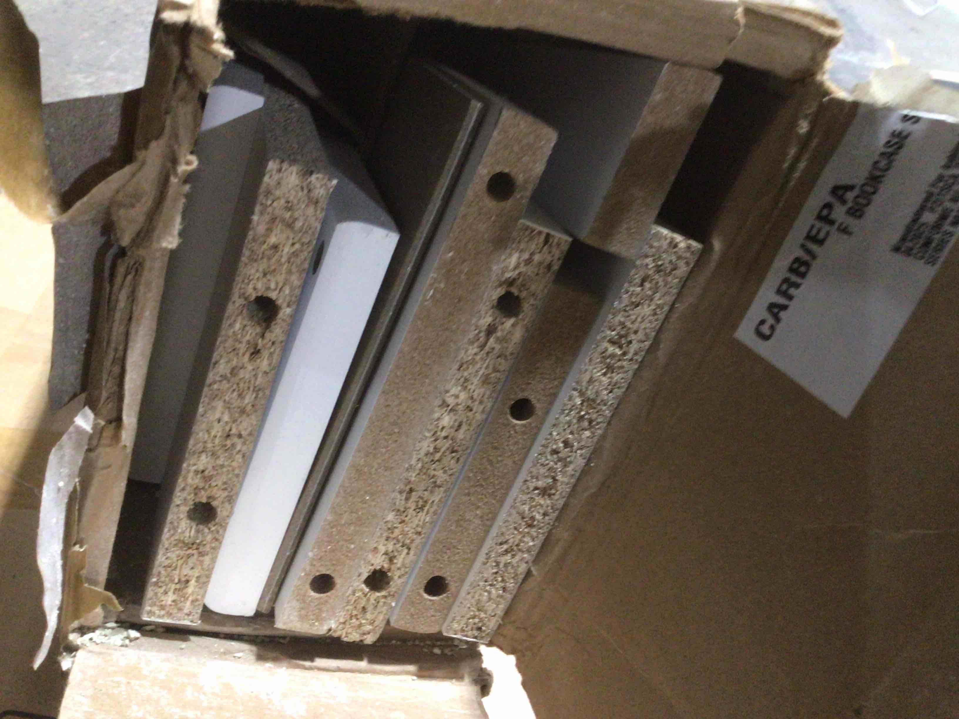 Condition photo showing As Is for Piperton Collection EB1221-165 F Bookcase Storage w/End Panel in White, twin