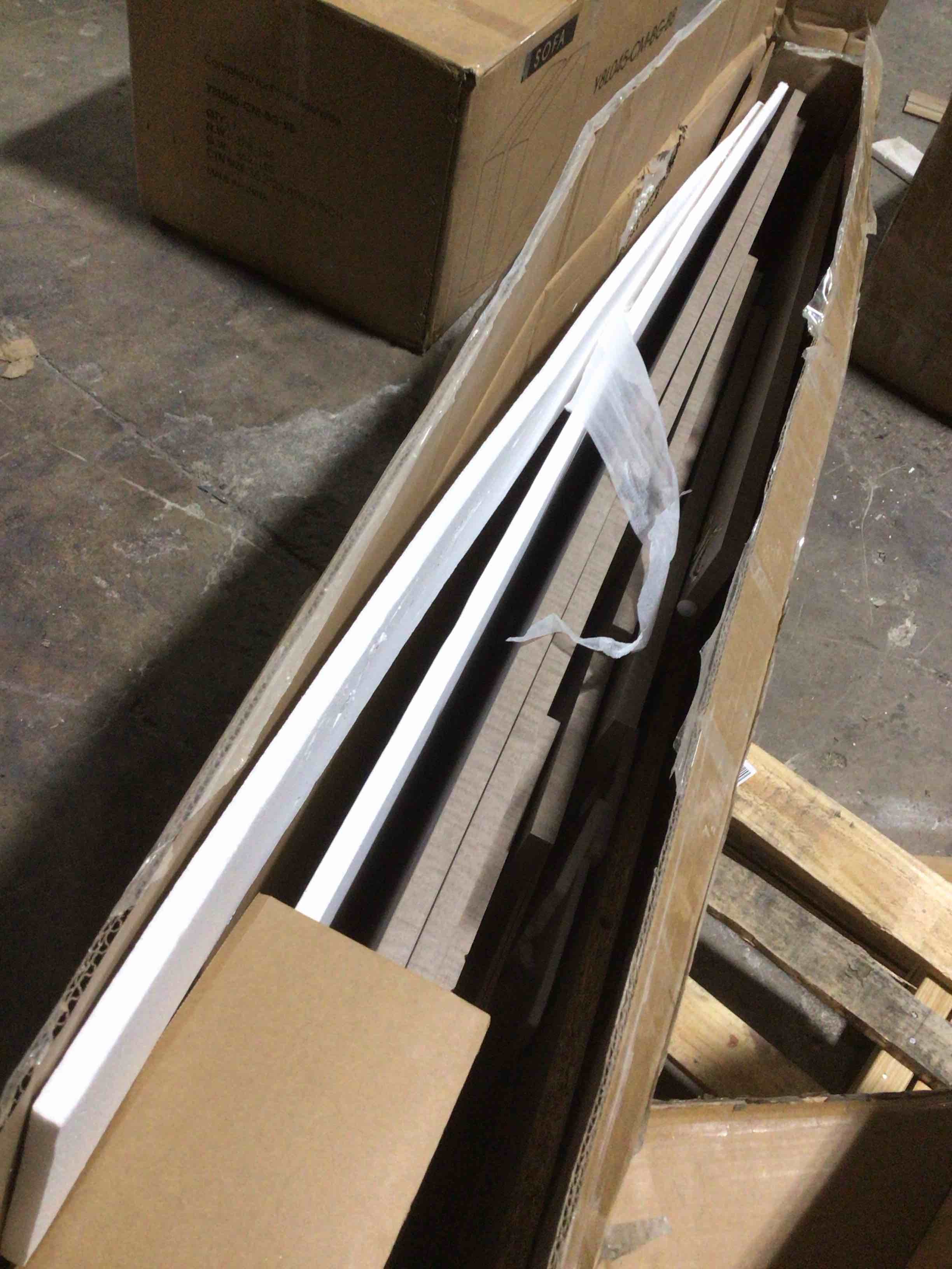 Condition photo showing As Is for Chimira 60" Farmhouse Double Sink Bathroom Vanity with 2 Drawers & Doors, (incomplete box 1/2) 