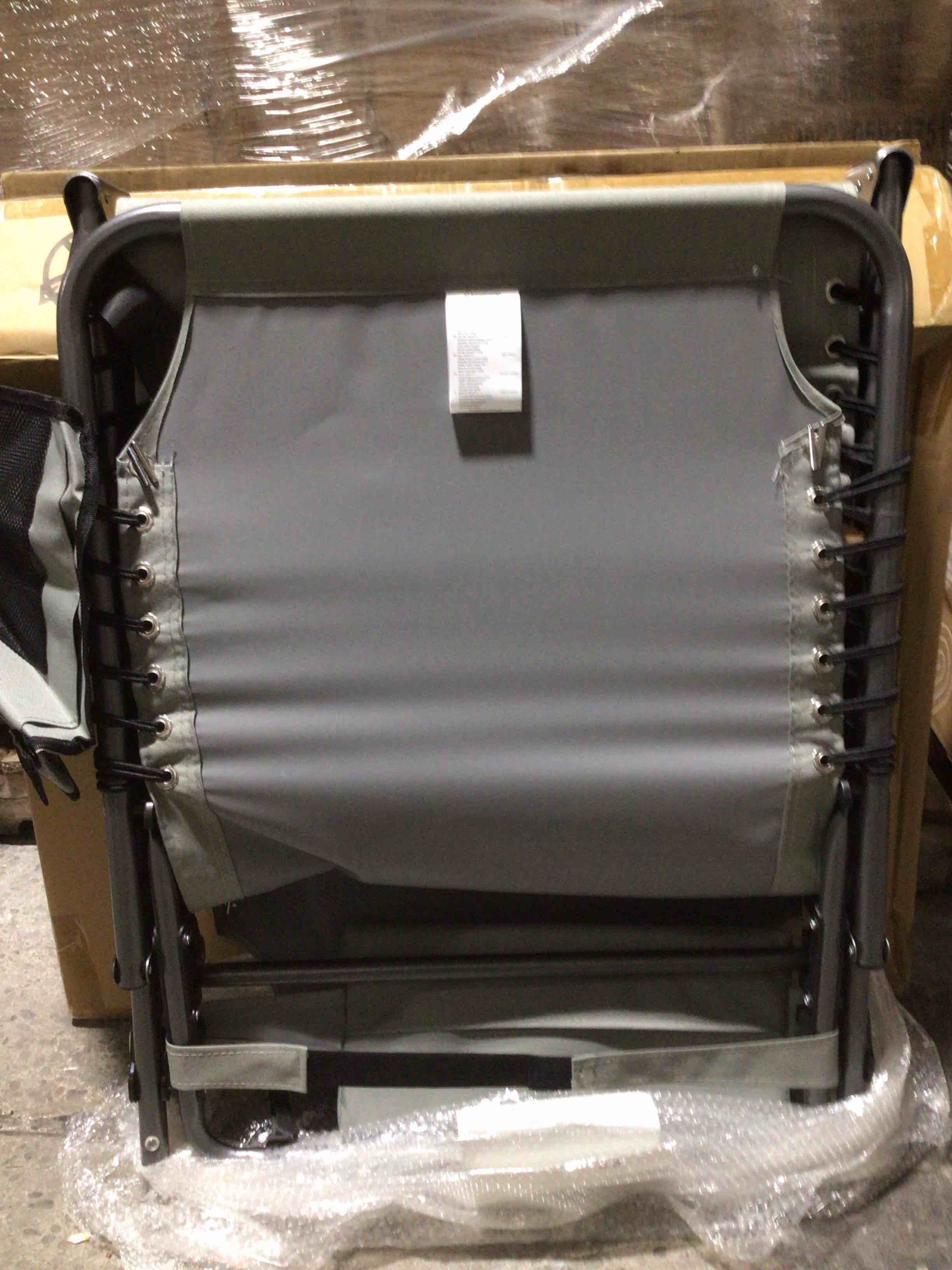 Condition photo showing New/Like New for KingCamp Lounge Chair Outdoor, Folding Portable Tanning Chairs Comfy Adjustable 5-Position Lay Flat Foldable Chaise Chaser Lounger with Pillow for Outside Beach Patio Sun Bathing Pool Backyard, Grey Grey TriFold Origins, size: 190 x 59 x 34/37 cm