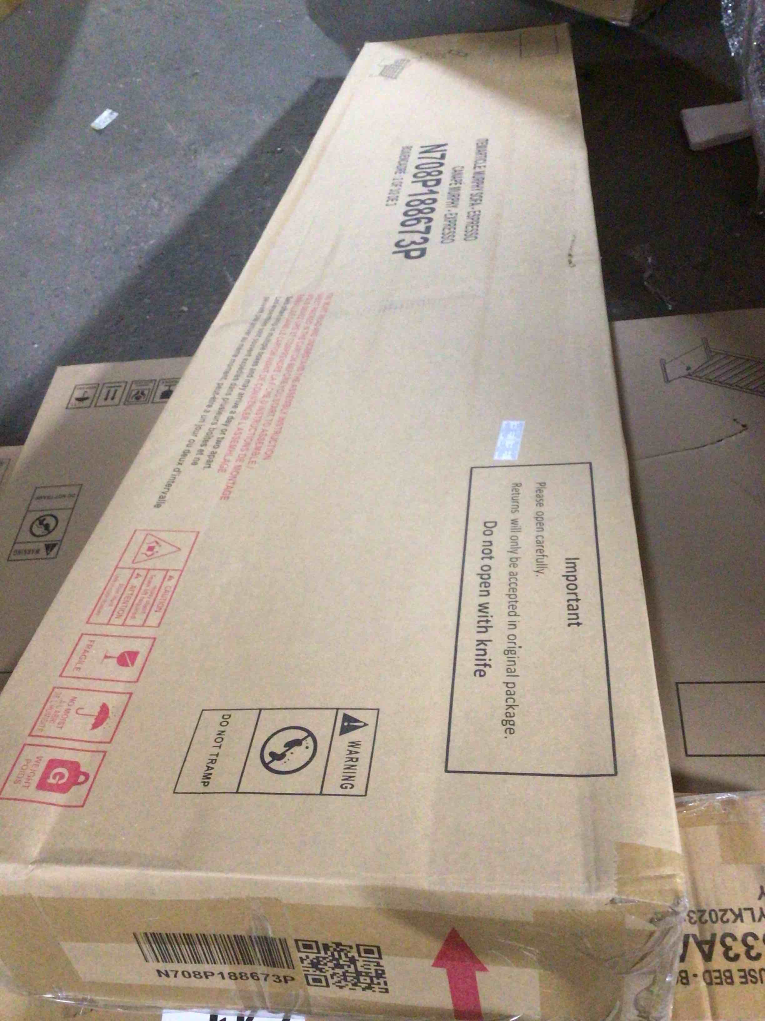 Condition photo showing New/Like New for (incomplete 2 of 3) Espresso Queen Murphy Wall Bed with Cushion