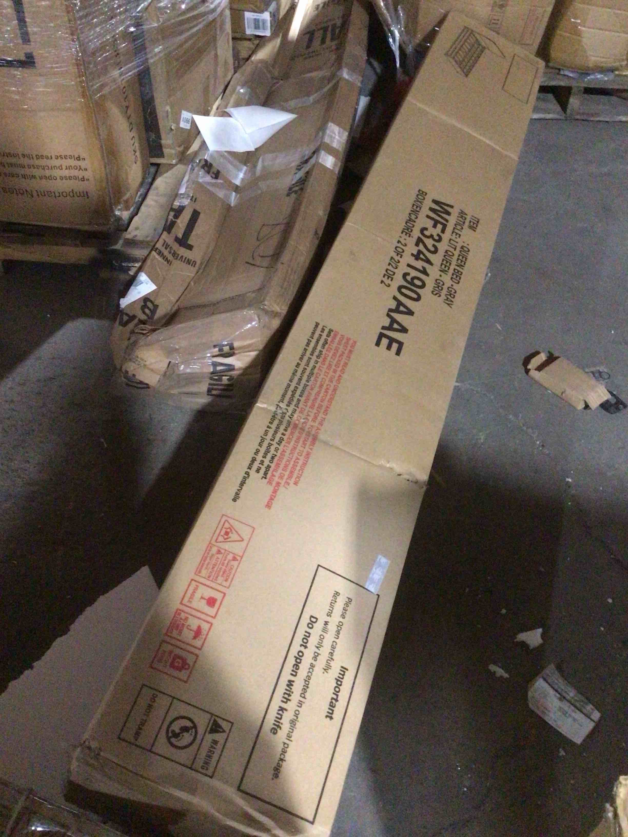 Condition photo showing New/Like New for (incomplete, box 2 of 2) Merax Teddy Fleece Queen Size Upholstered Platform Bed with Hydraulic Storage System, White