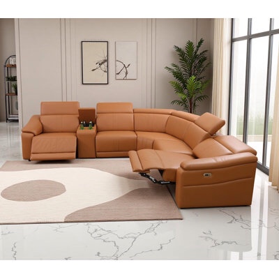 (incomplete, box 5-3). 3 pcs breathing leather power reclining theater sectional with