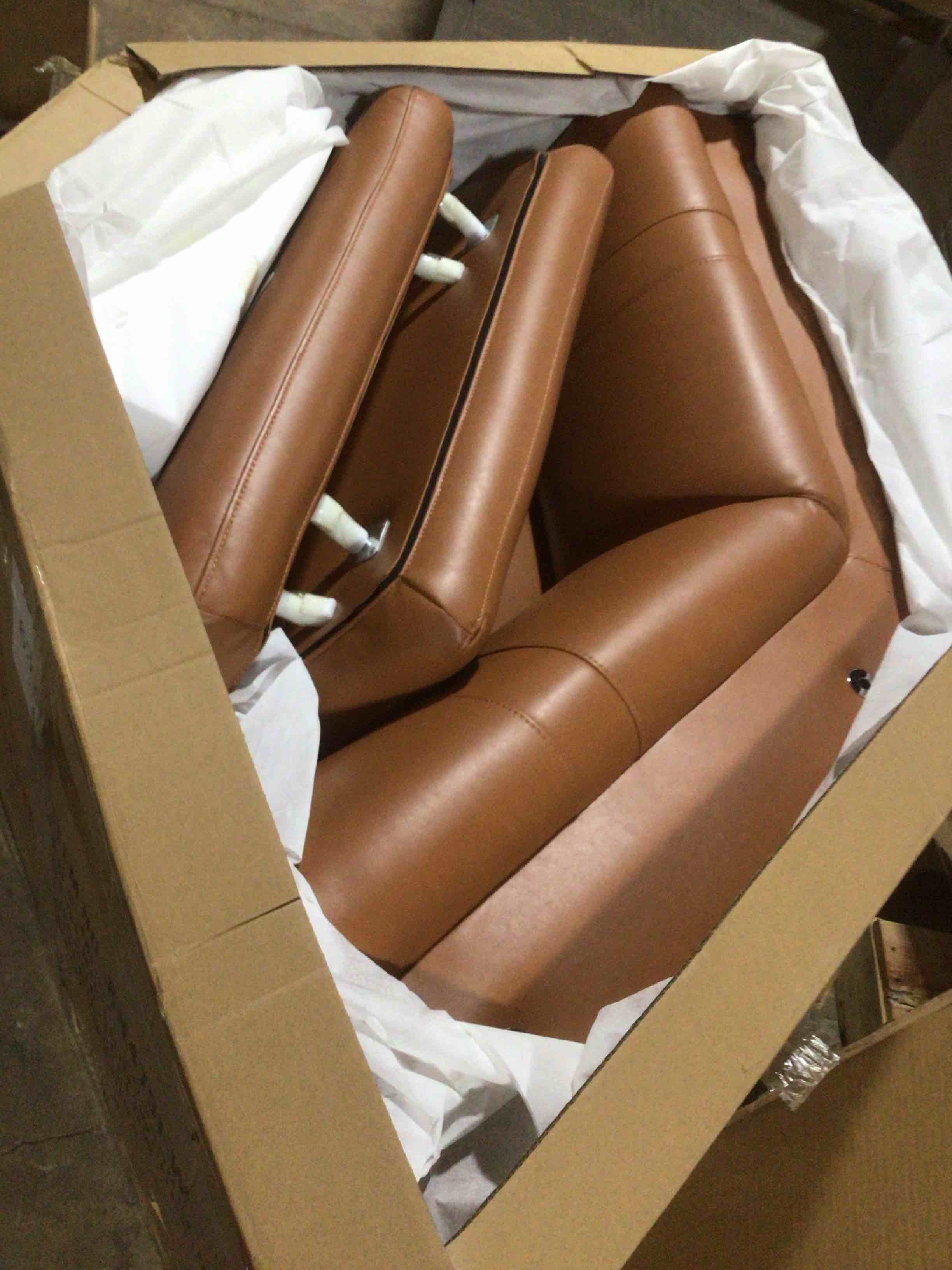 Condition photo showing Good Condition for (incomplete, box 5-3). 3 pcs breathing leather power reclining theater sectional with