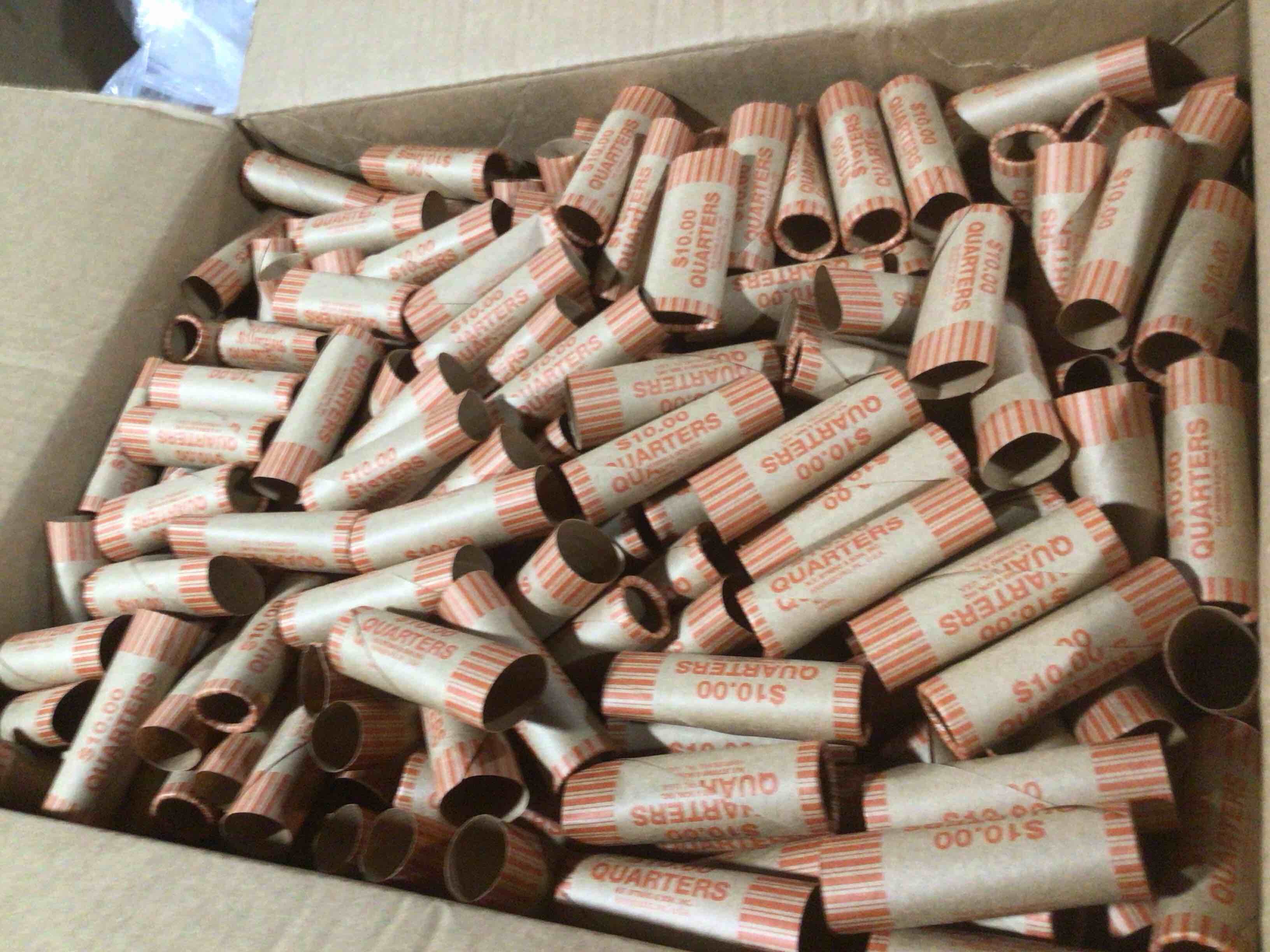 Condition photo showing Good Condition for Preformed tubular coin wrappers , Quart, 1,000/ct