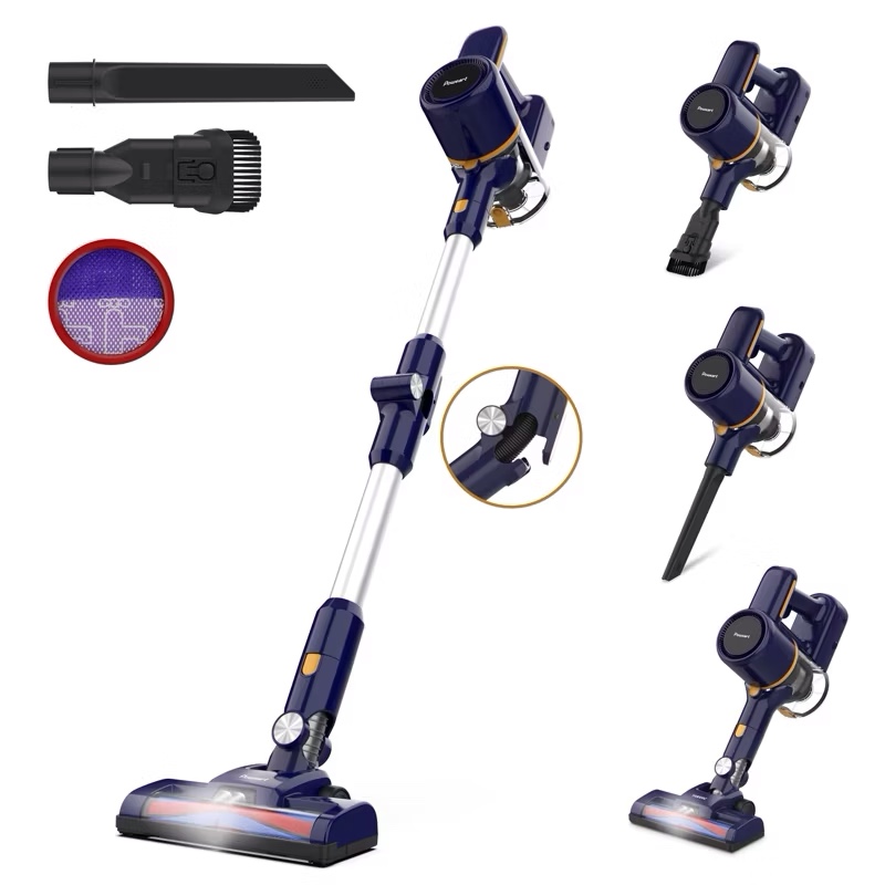 POWEART N7P Cordless Vacuum Cleaner – 6-in-1 Lightweight Stick & Handheld Vacuum with Foldable Telescopic Rod for Multi-Surface Cleaning