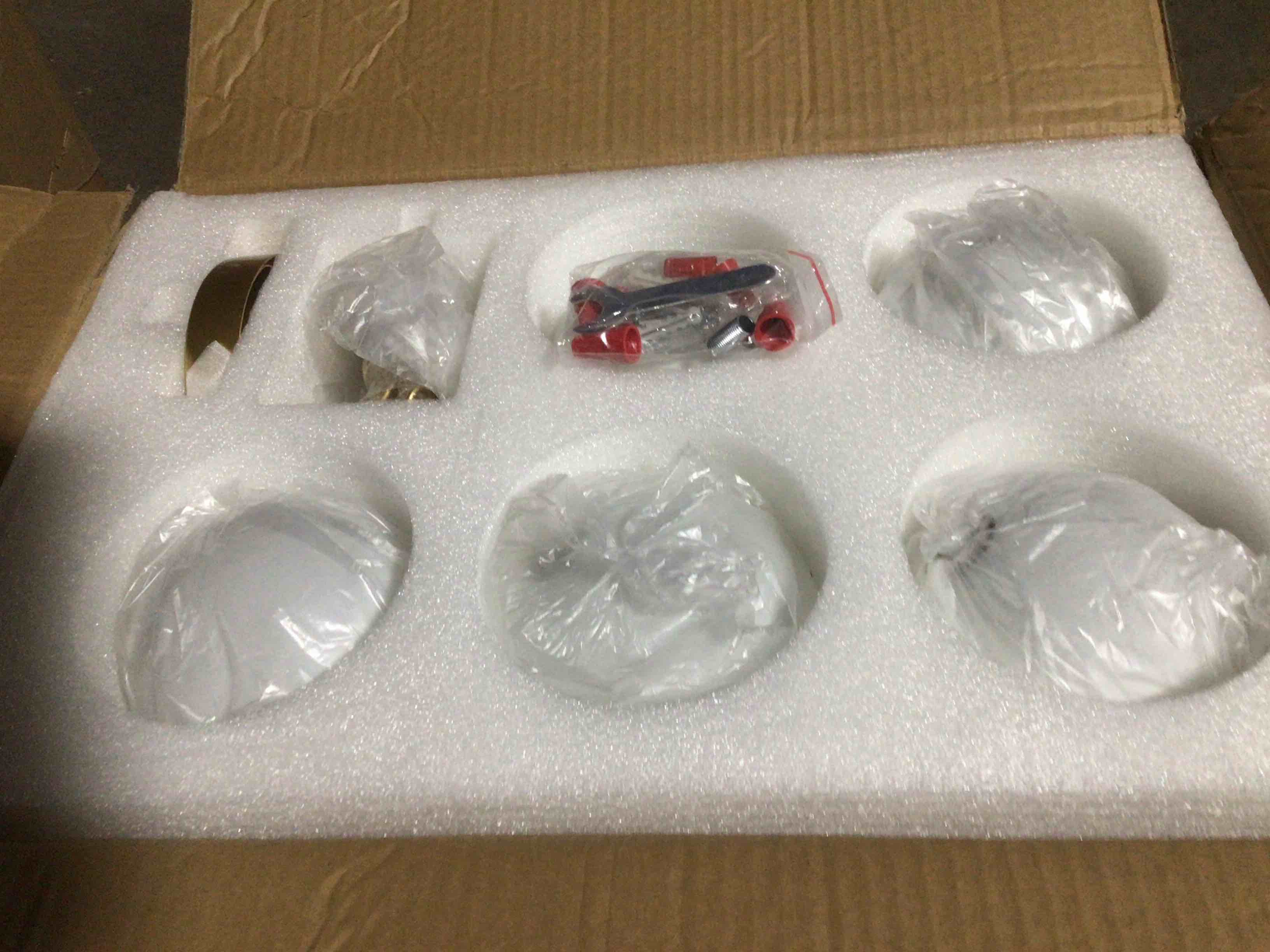 Condition photo showing Good Condition for Gold Farmhouse Chandelier Modern Sputnik Chandelier for Dining Room Glass Globe Chandelier Dining Room Light Fixtures for Foyer Living Room Kitchen Island