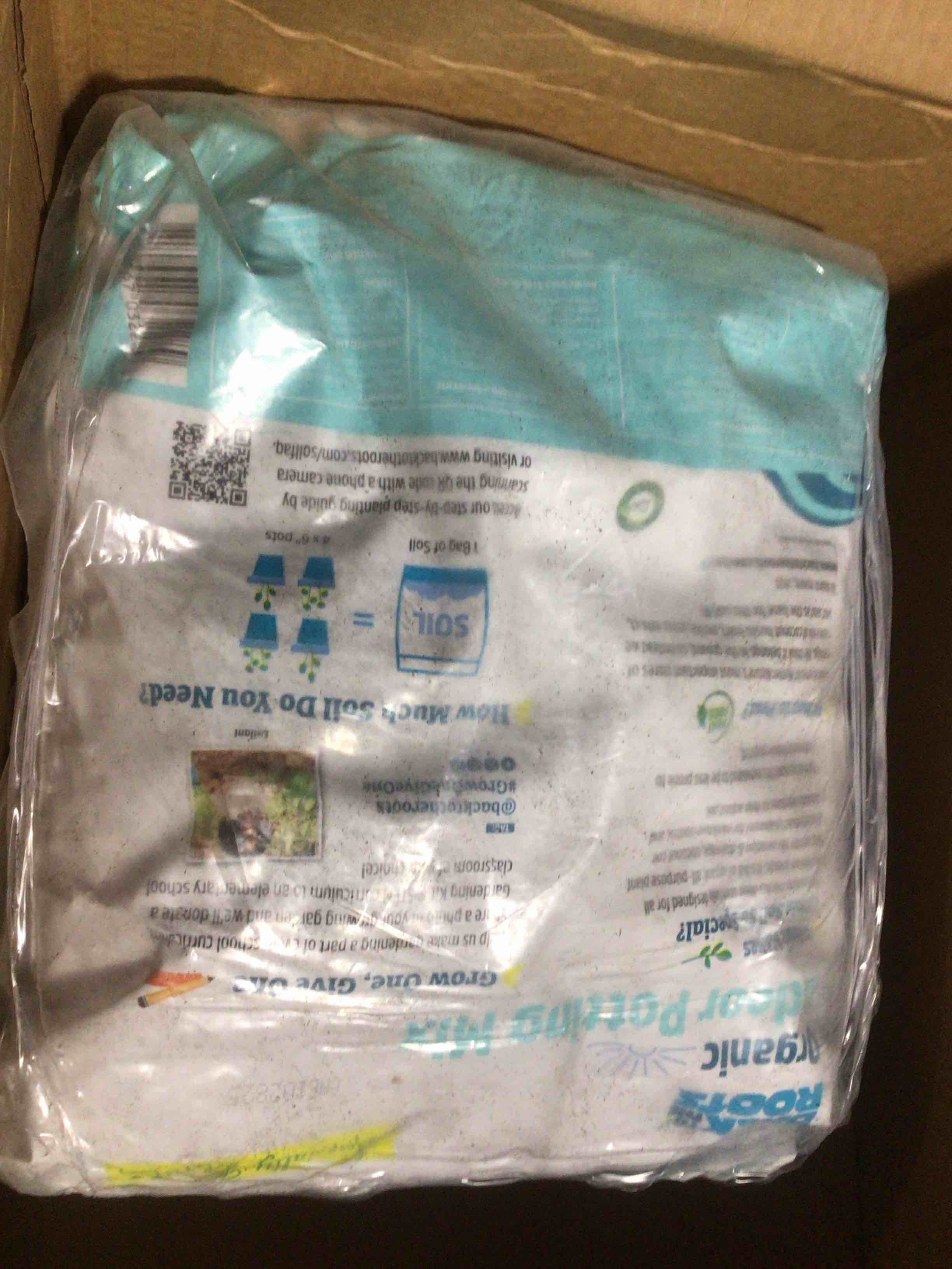 Condition photo showing As Is for Back to The Roots 100% Organic Indoor Potting Mix (6 Quart), Promotes Healthy Houseplant Growth, Made in The USA Indoor Soil 6 Quart