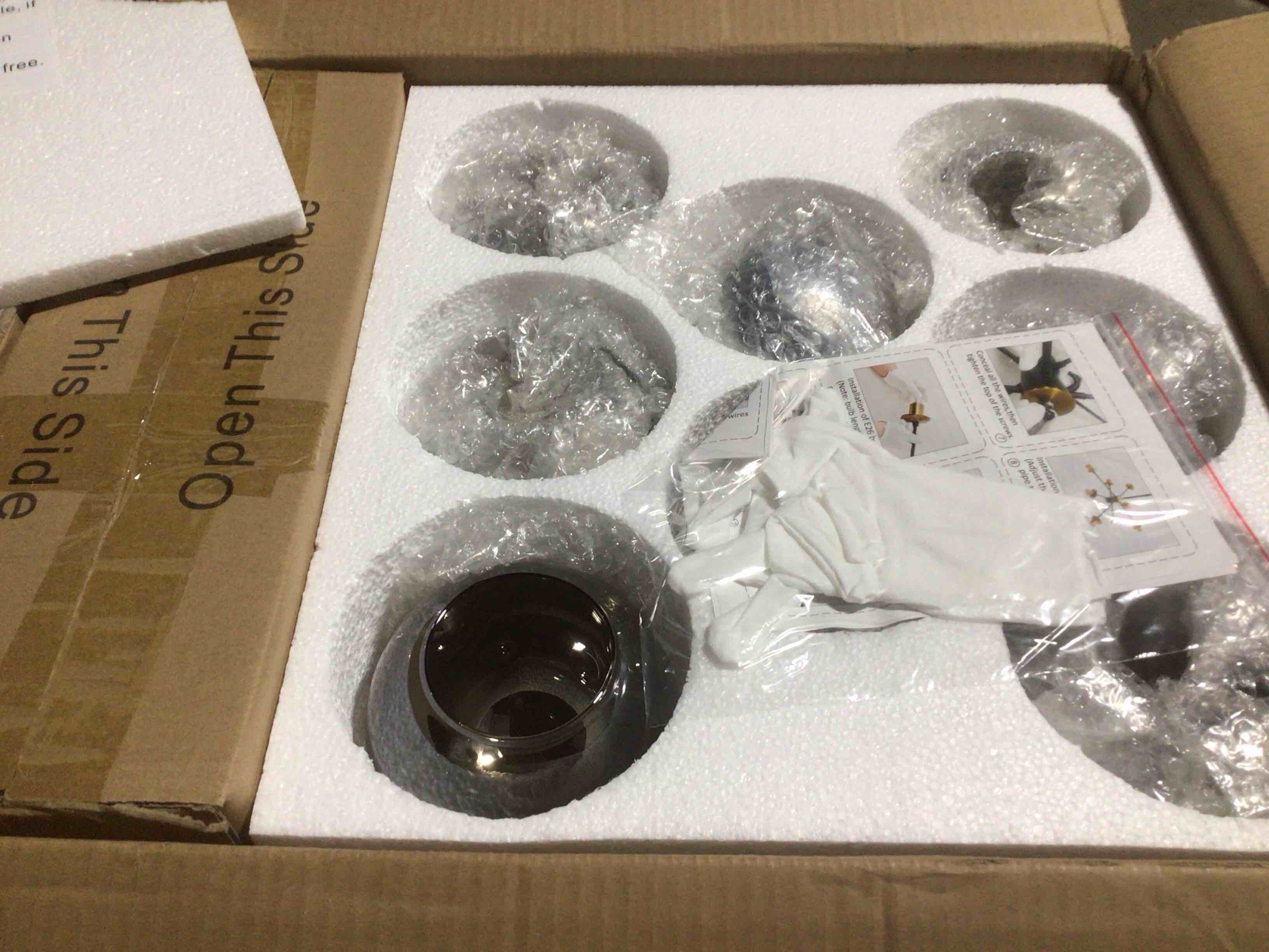 Condition photo showing Good Condition for Gold Chandelier 8 Head Dining Room Light Fixture, Sliver Glass Globe Shade Kitchen Lights Modern Chandeliers (Ceiling Hanging Lighting Fixtures with Sputnik Pendant)