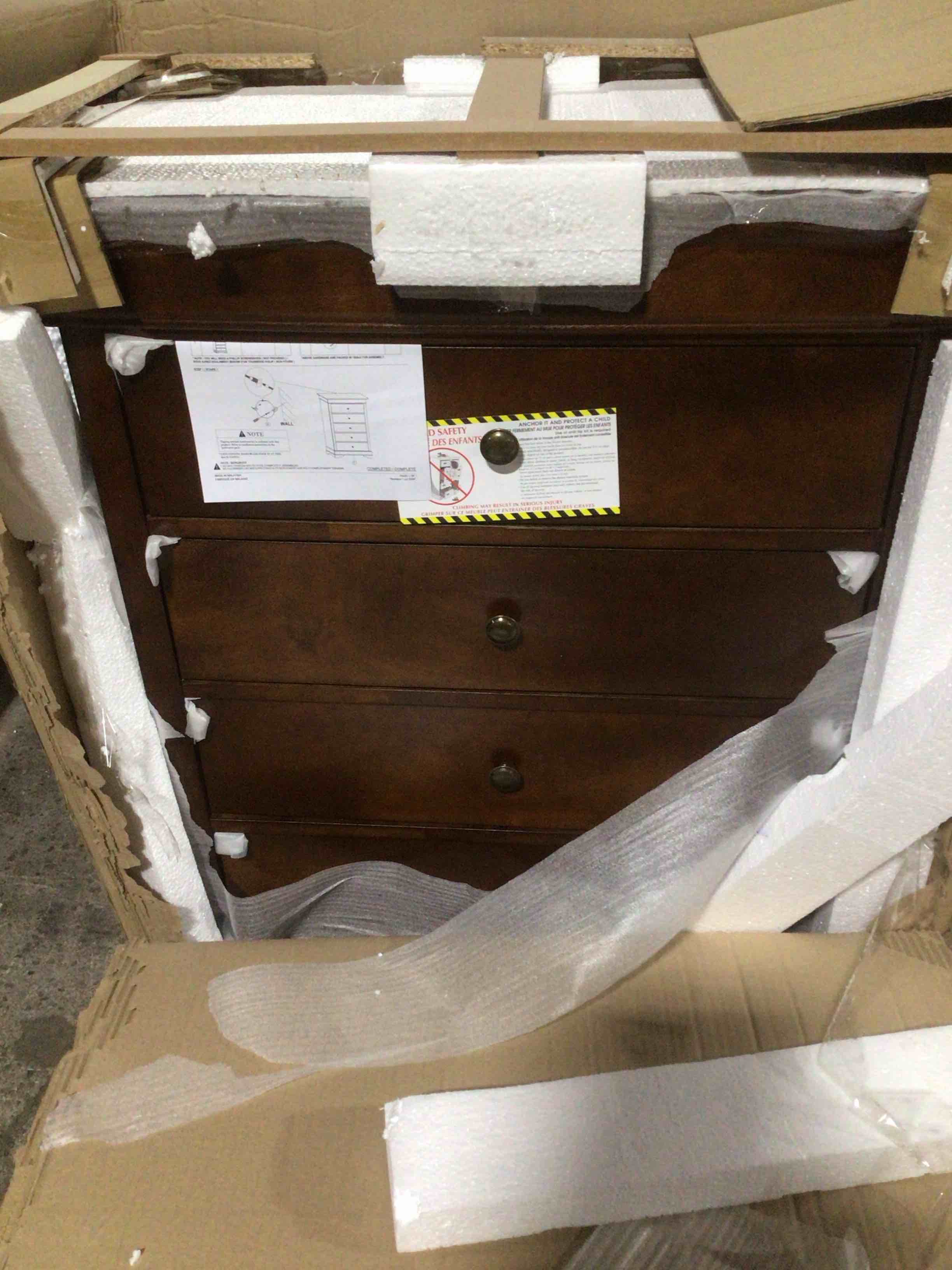 Condition photo showing Good Condition for Homelegance Abbeville Five-Drawer Chest, Cherry