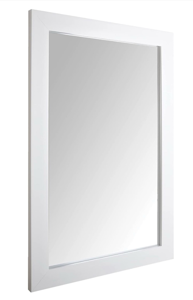 amazon basics rectangular wall mount mirror 24" x 36", wide trim, white