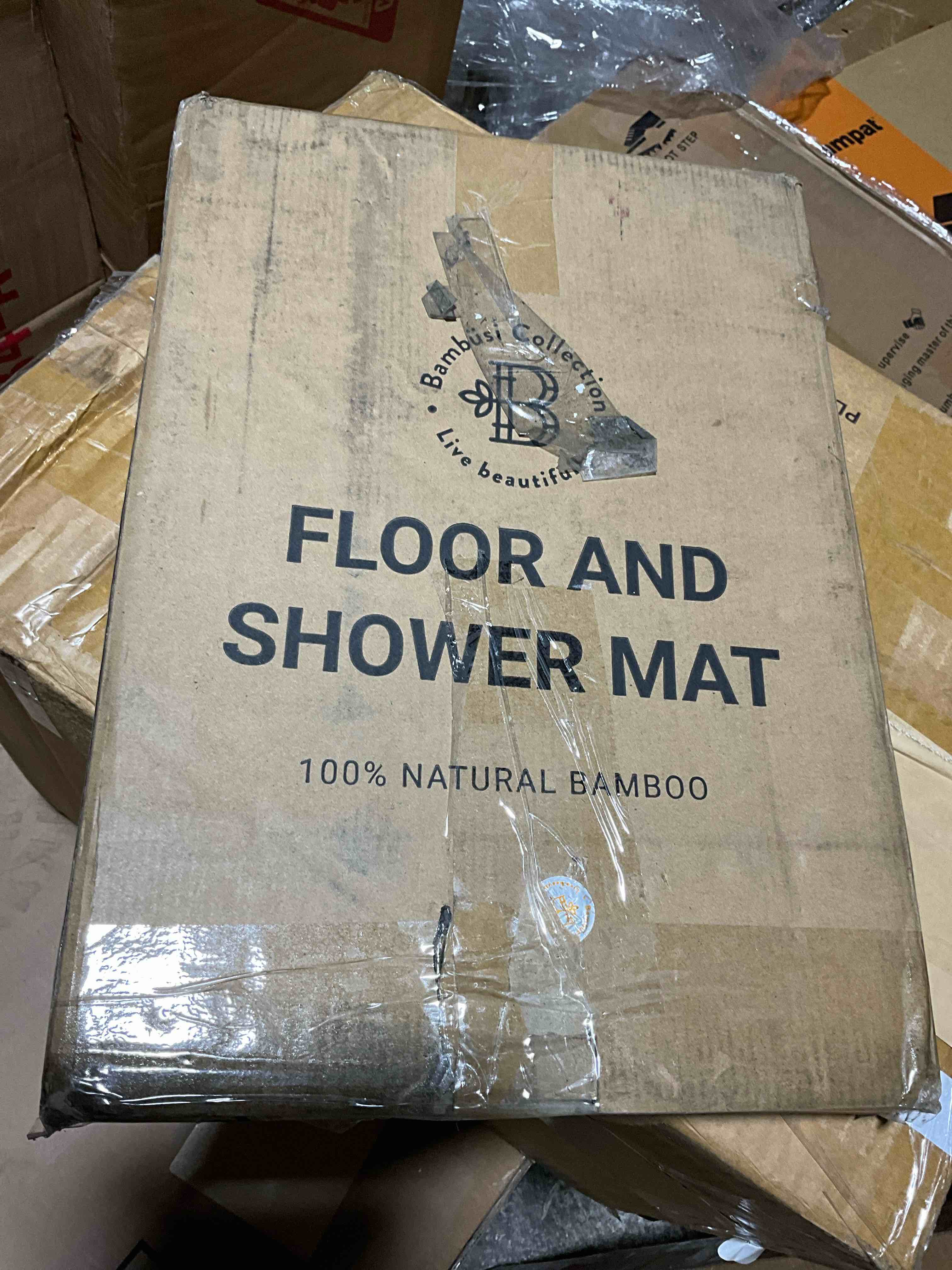 Condition photo showing New/Like New for bambã¼si bamboo bath mat - foldable wood shower mat for easy storage, non-slip bathroom mat, versatile for indoor and outdoor use, ideal floor mat for spa, sauna, pool, 24" x 18"