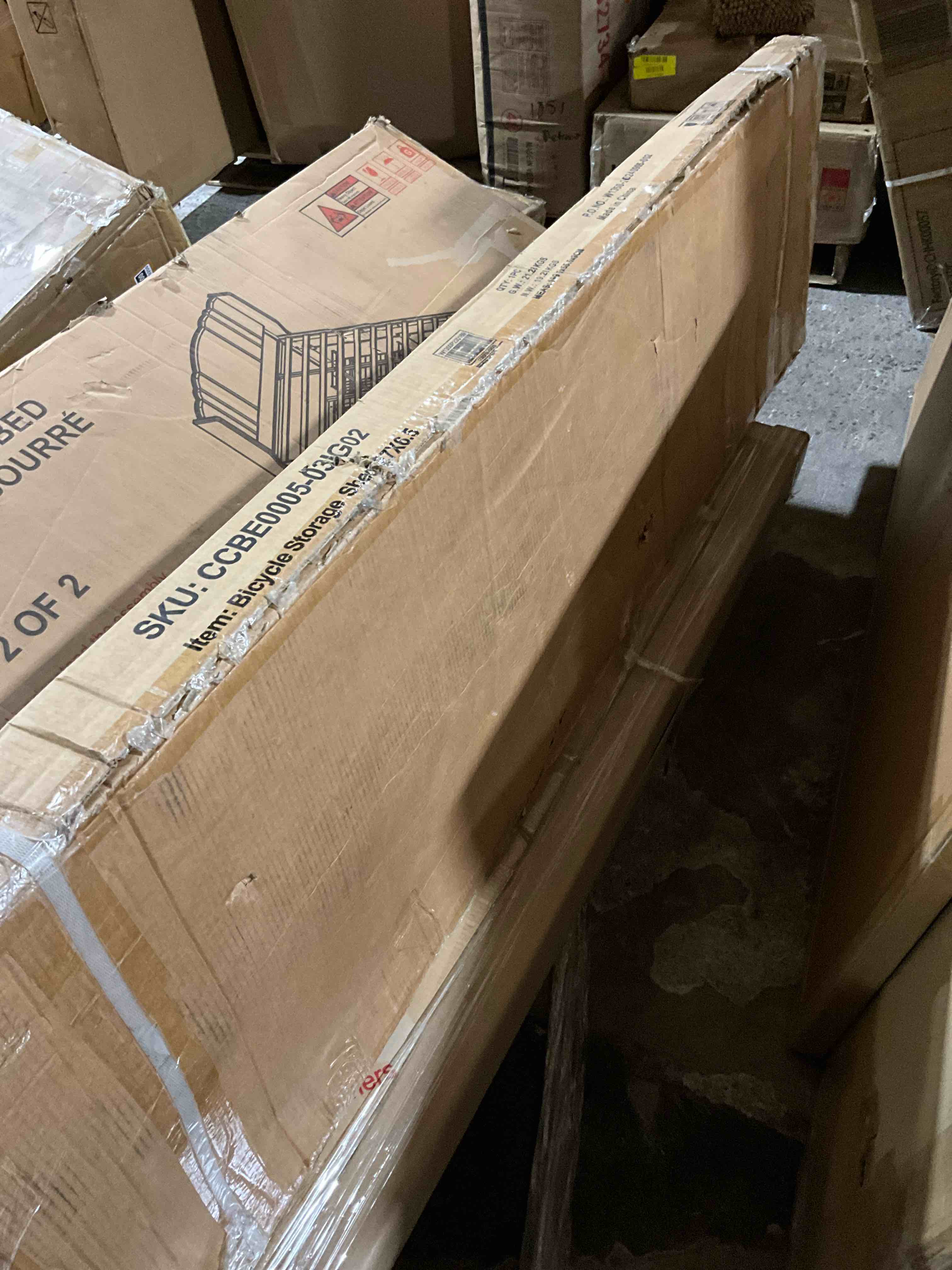 Condition photo showing New/Like New for 6 ft. x 3 ft. cream heavy duty steel bicycle storage locker