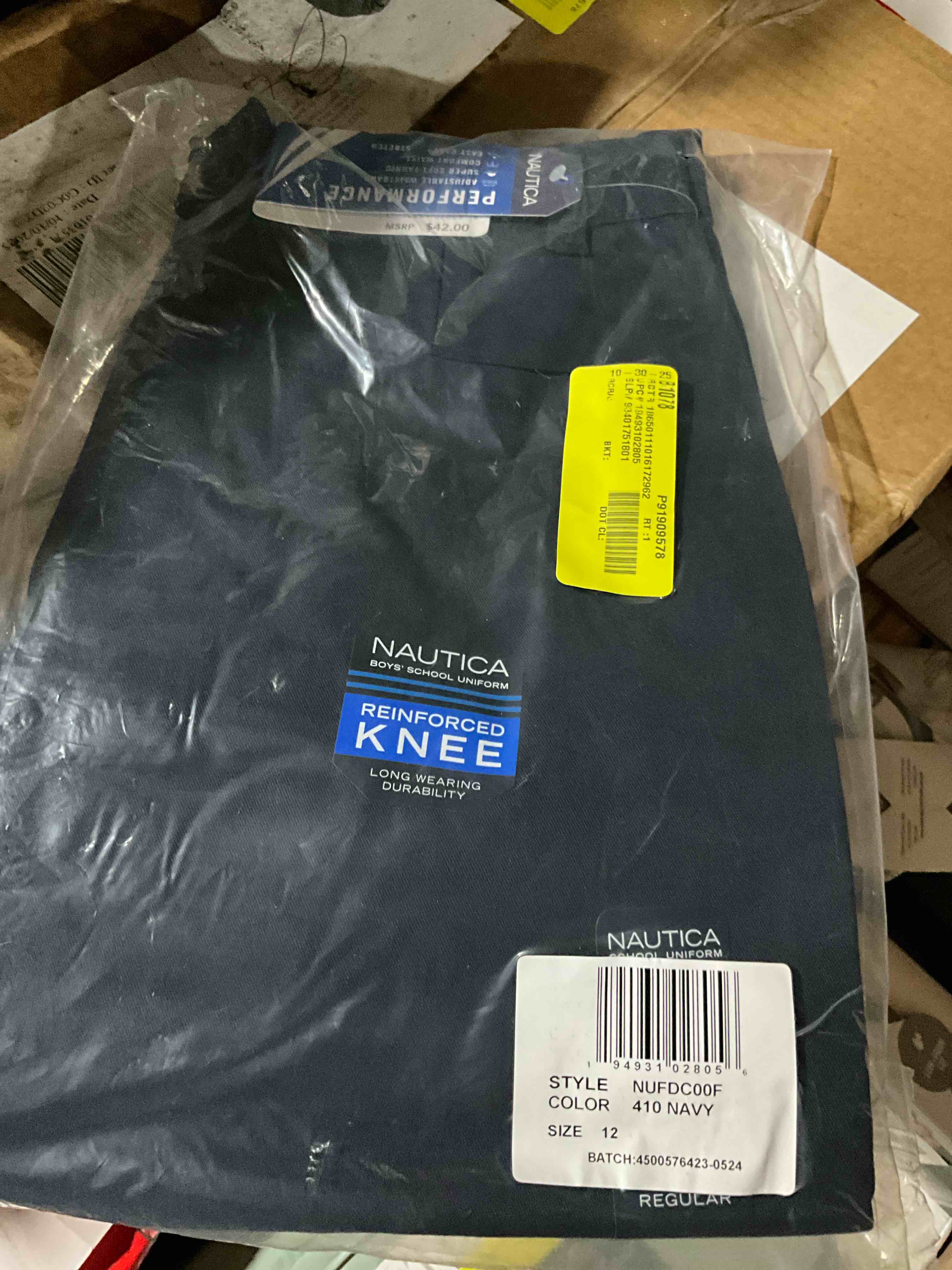 Condition photo showing New/Like New for nautica big boys uniform twill pant, size 12