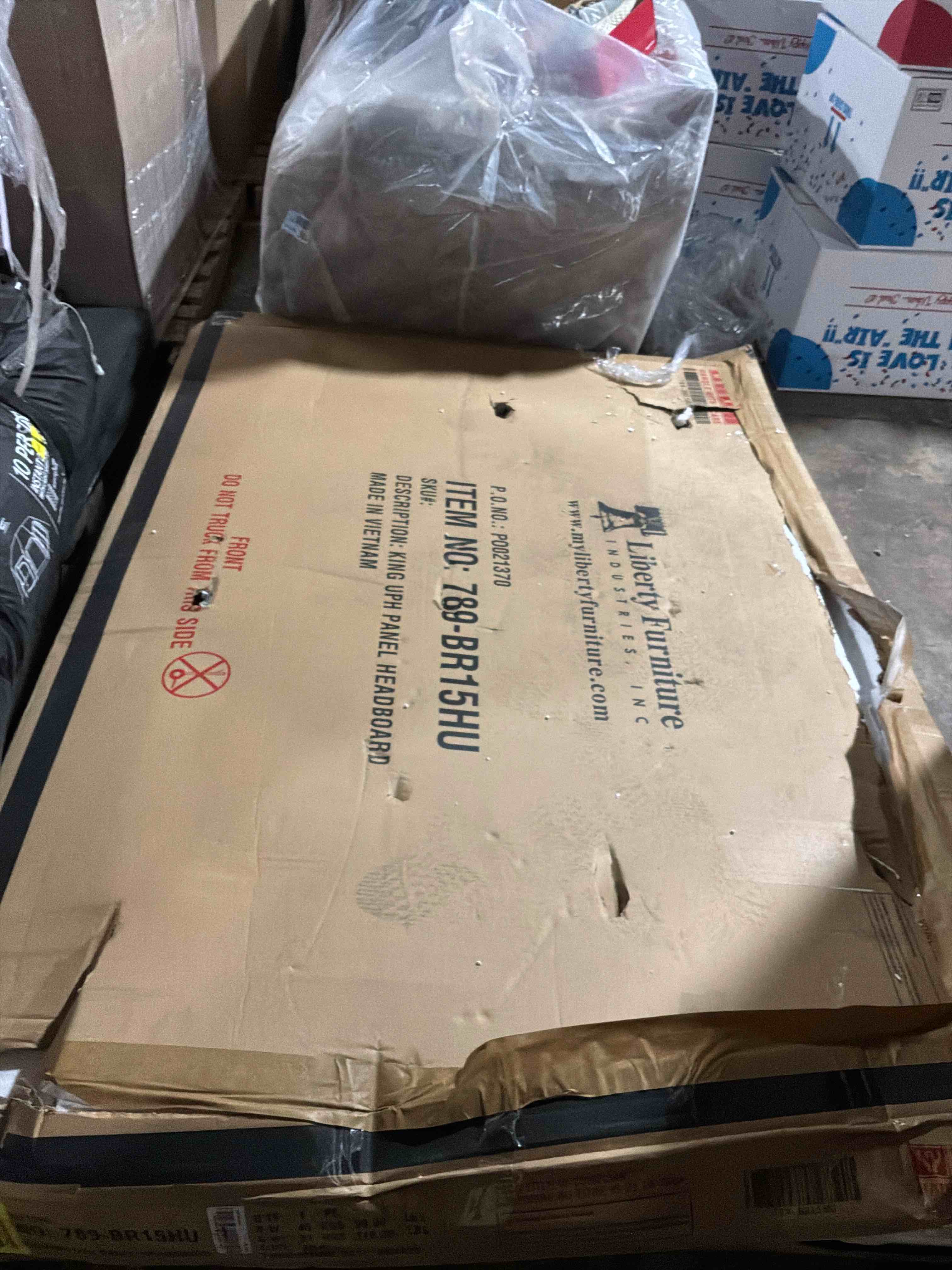 Condition photo showing New/Like New for liberty furniture industries - king uph panel headboard