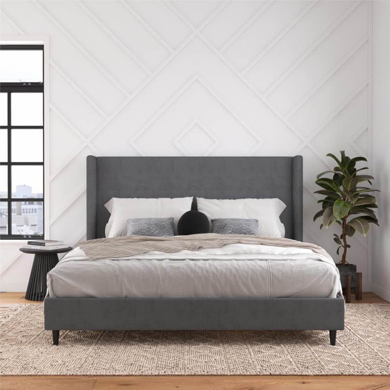 Similar to Ana King Upholstered Wingback Bed