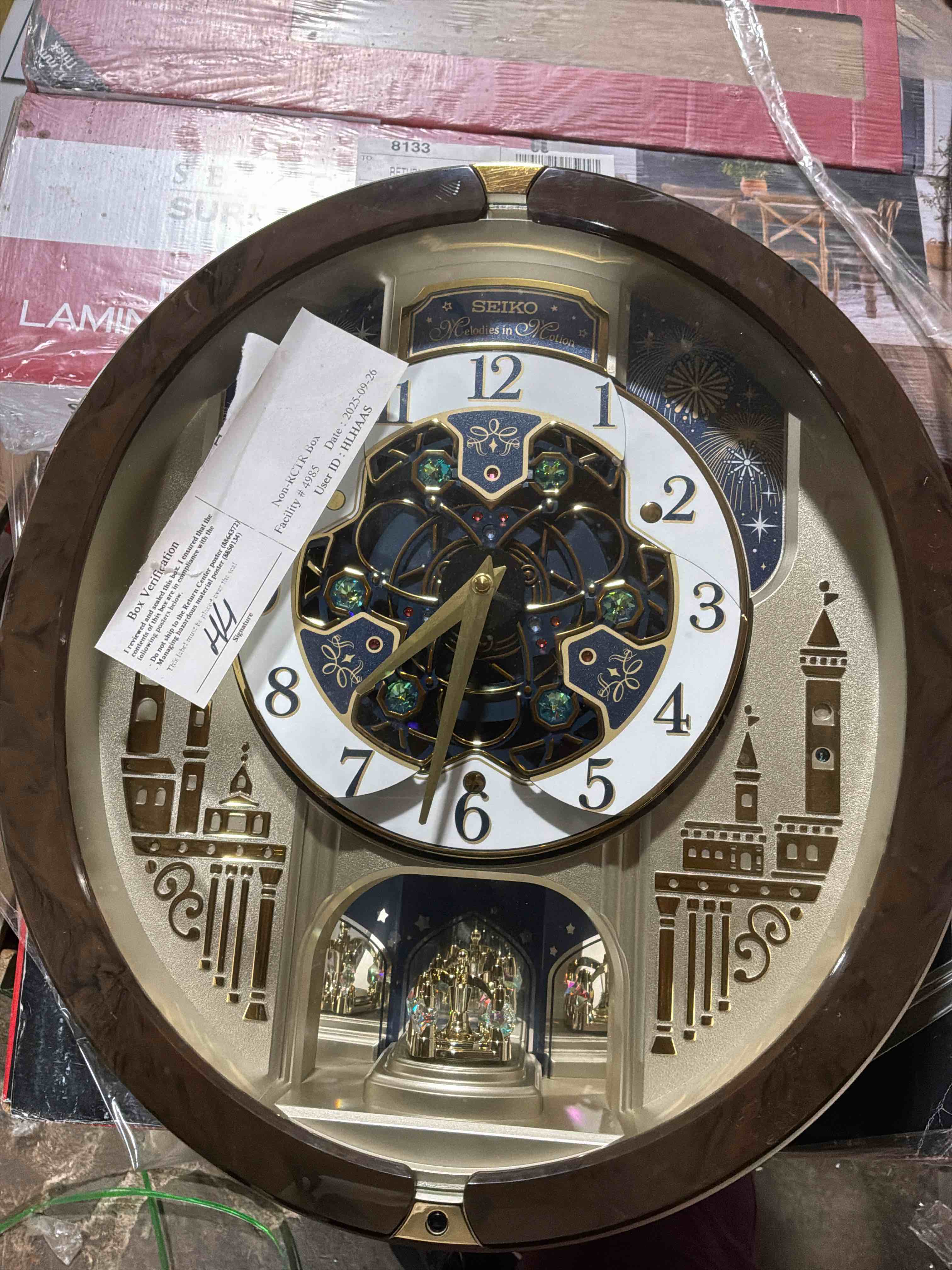 Condition photo showing Good Condition for seiko special collector's edition melodies in motion clock with swarovski crystals