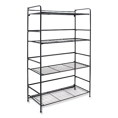 advantus flipshelf four-shelf unit 26.5w x 12d x 43h black 38701
