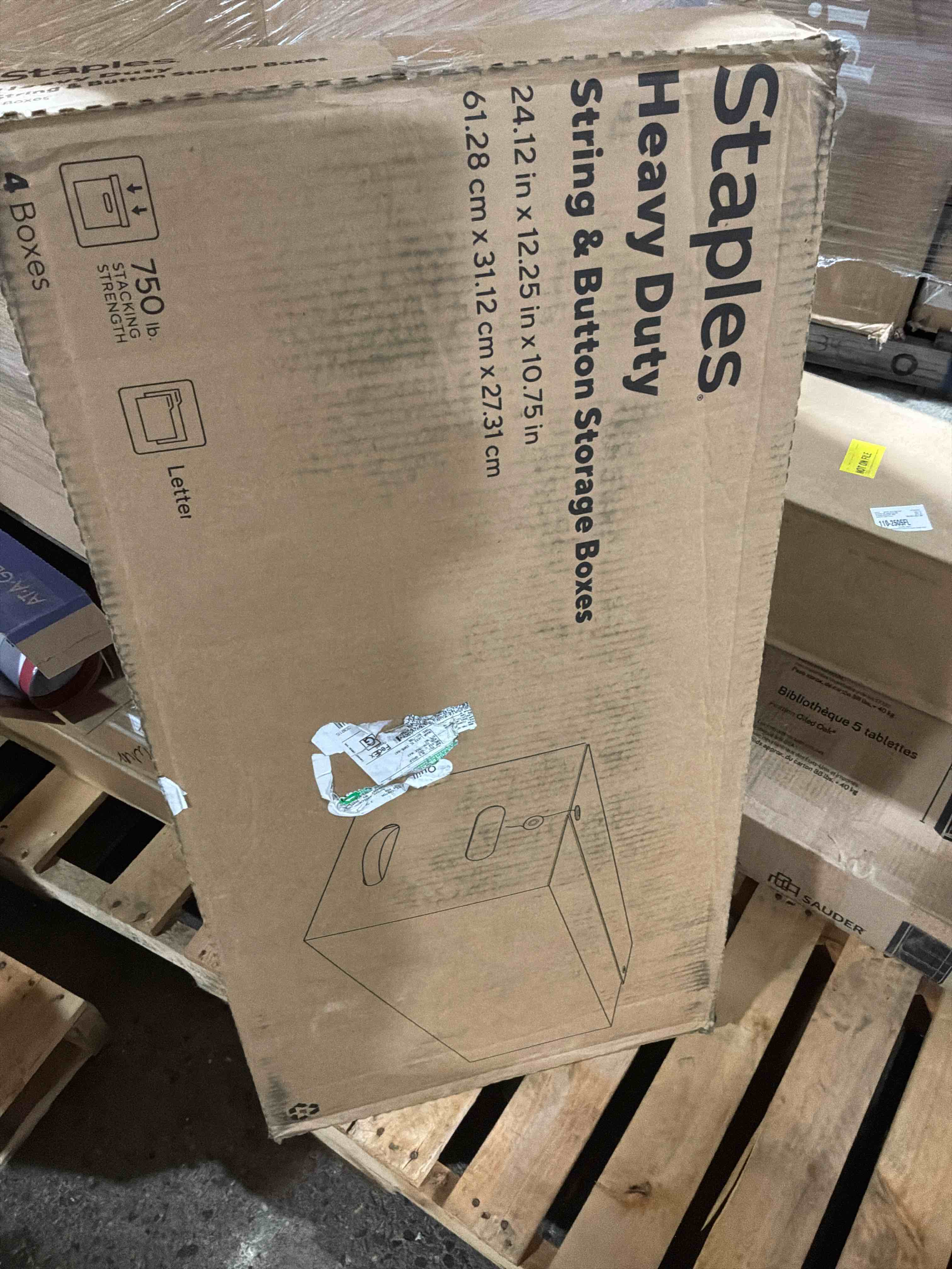 Condition photo showing New/Like New for staples heavy duty file box string and button lid letter white/gray 4/pack (tr59222)