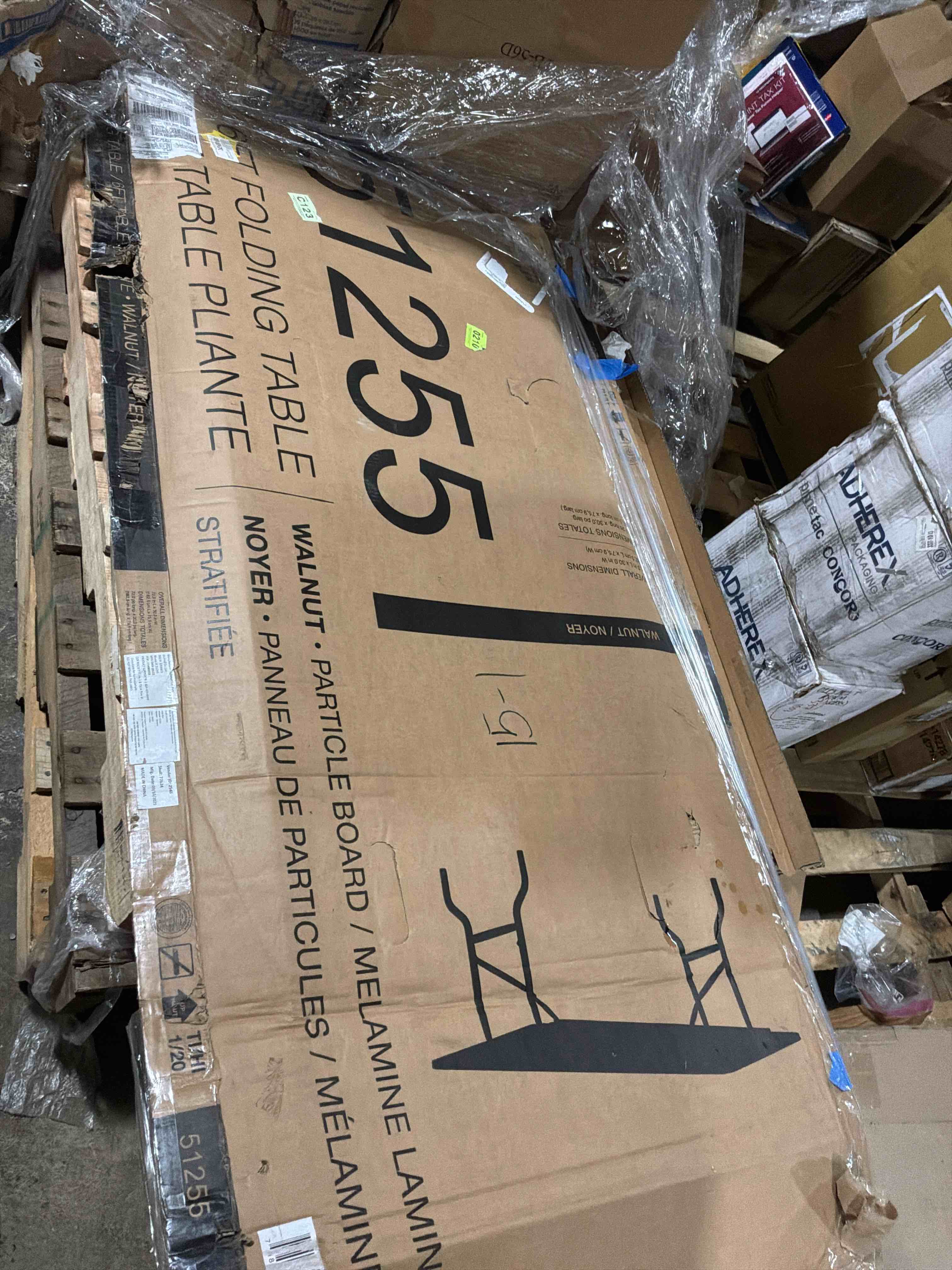Condition photo showing Good Condition for quill brand® folding table, 72"l x 30"w, walnut (27096/51255)