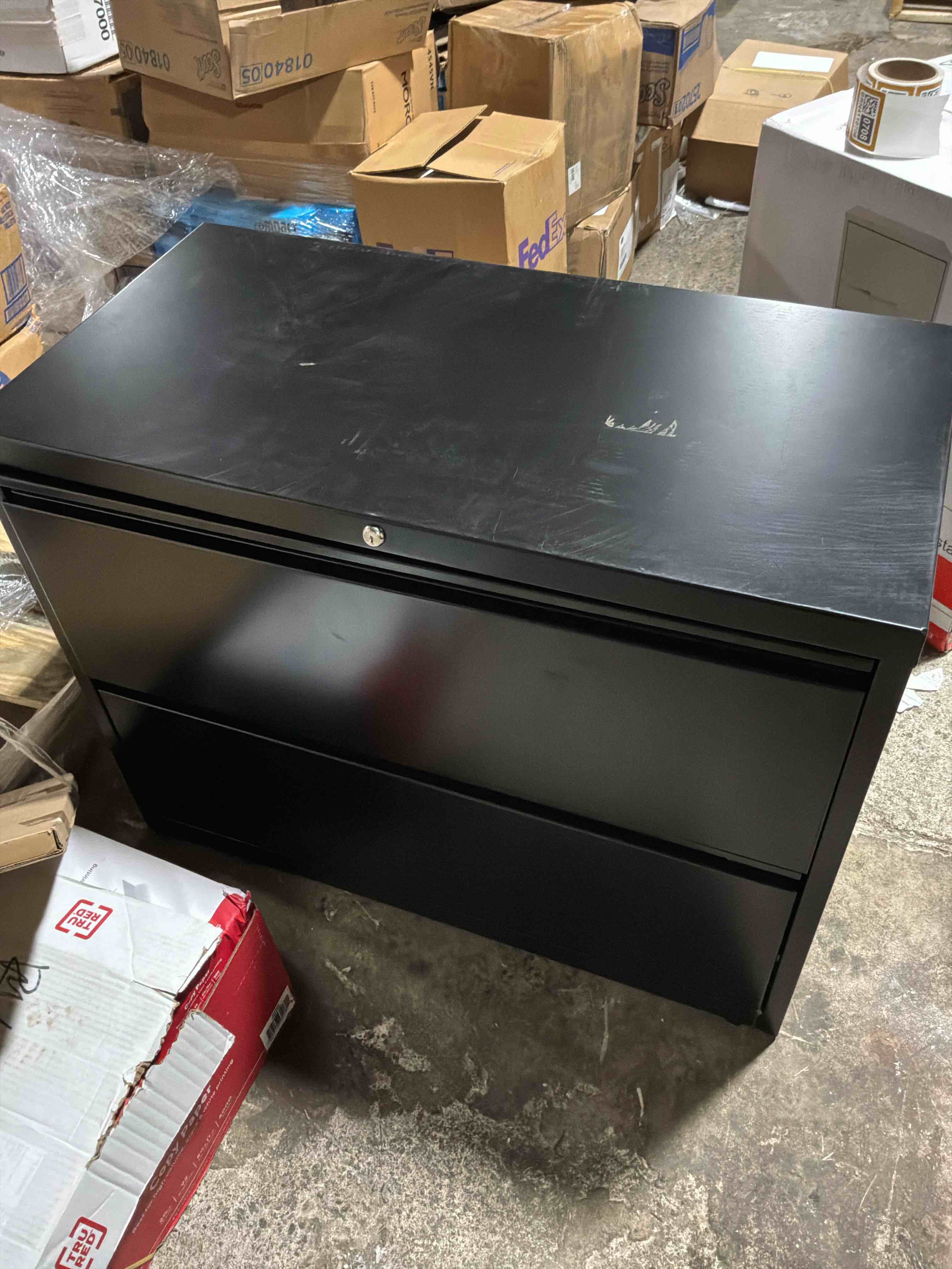 Condition photo showing Good Condition for home square 42-in wide metal 2 drawer lateral file cabinet in black