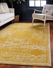 CARPET Vintage RUG color yellow black and beige 
