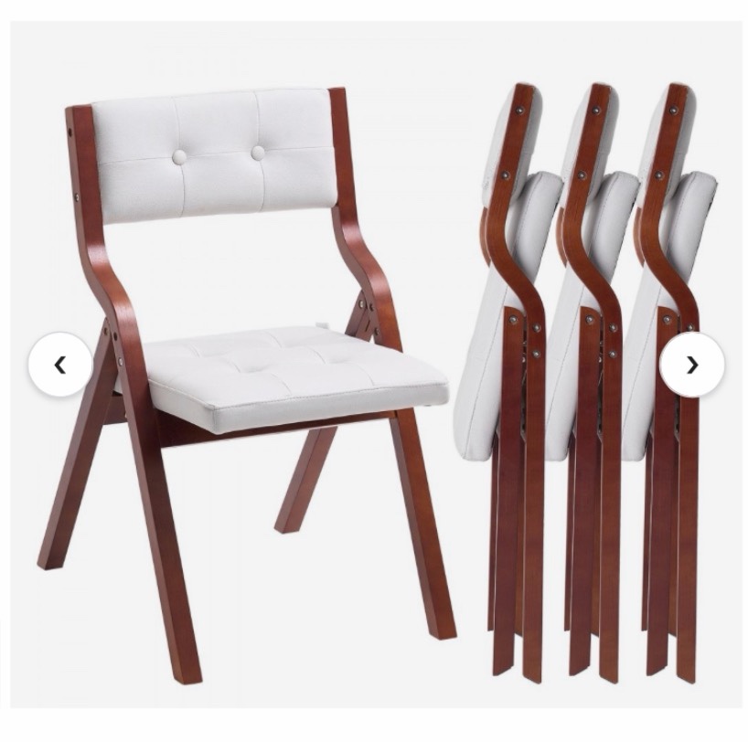 Wooden Folding Chairs With Padded Cushion and Wooden Frame ( set of 4 )