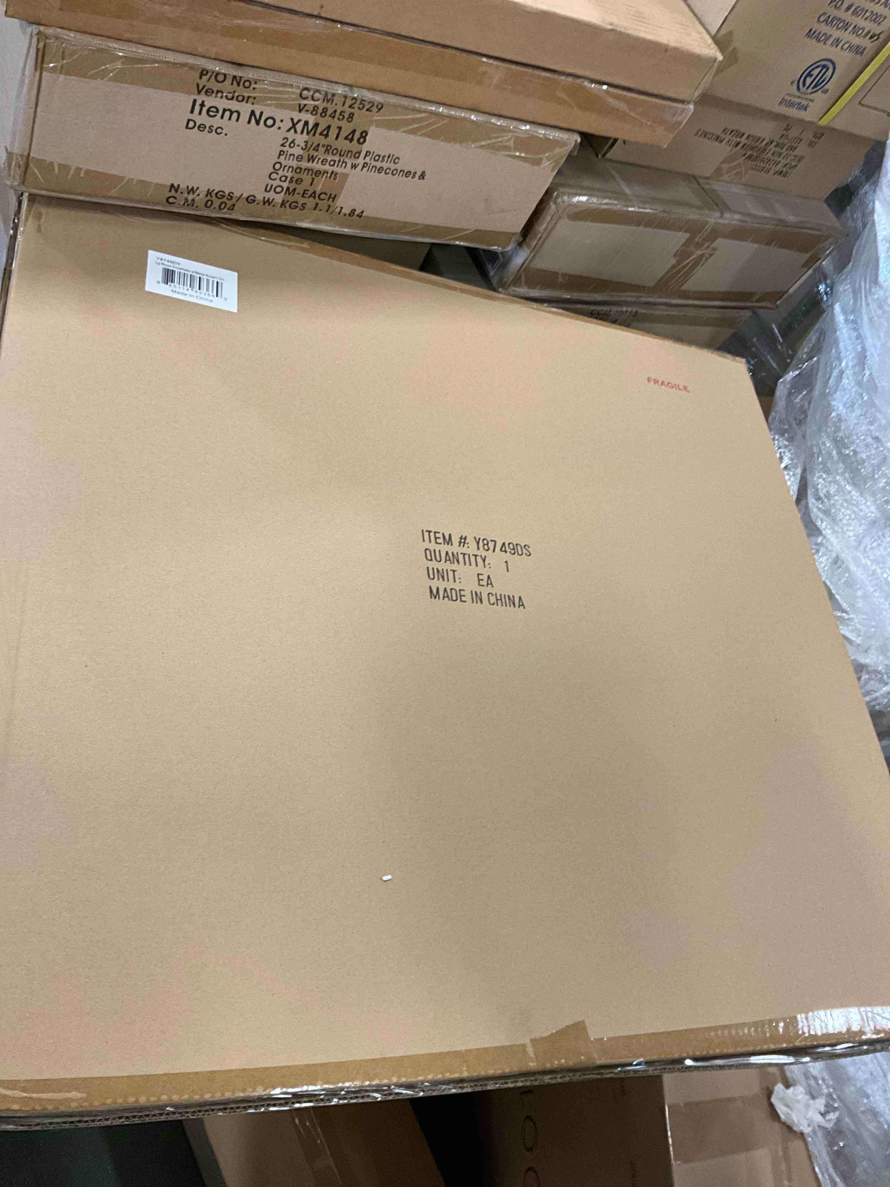 Condition photo showing New/Like New for large wood snowflake with metal accent ornament 