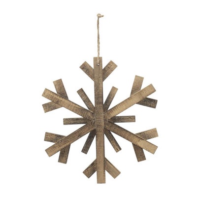 large wood snowflake with metal accent ornament 