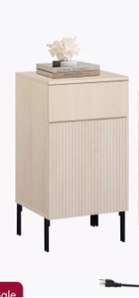 Union Rustic Modern Minimalist Nightstand Set Of 1With Built-In Outlets, Reed Pattern Design (Set of 1