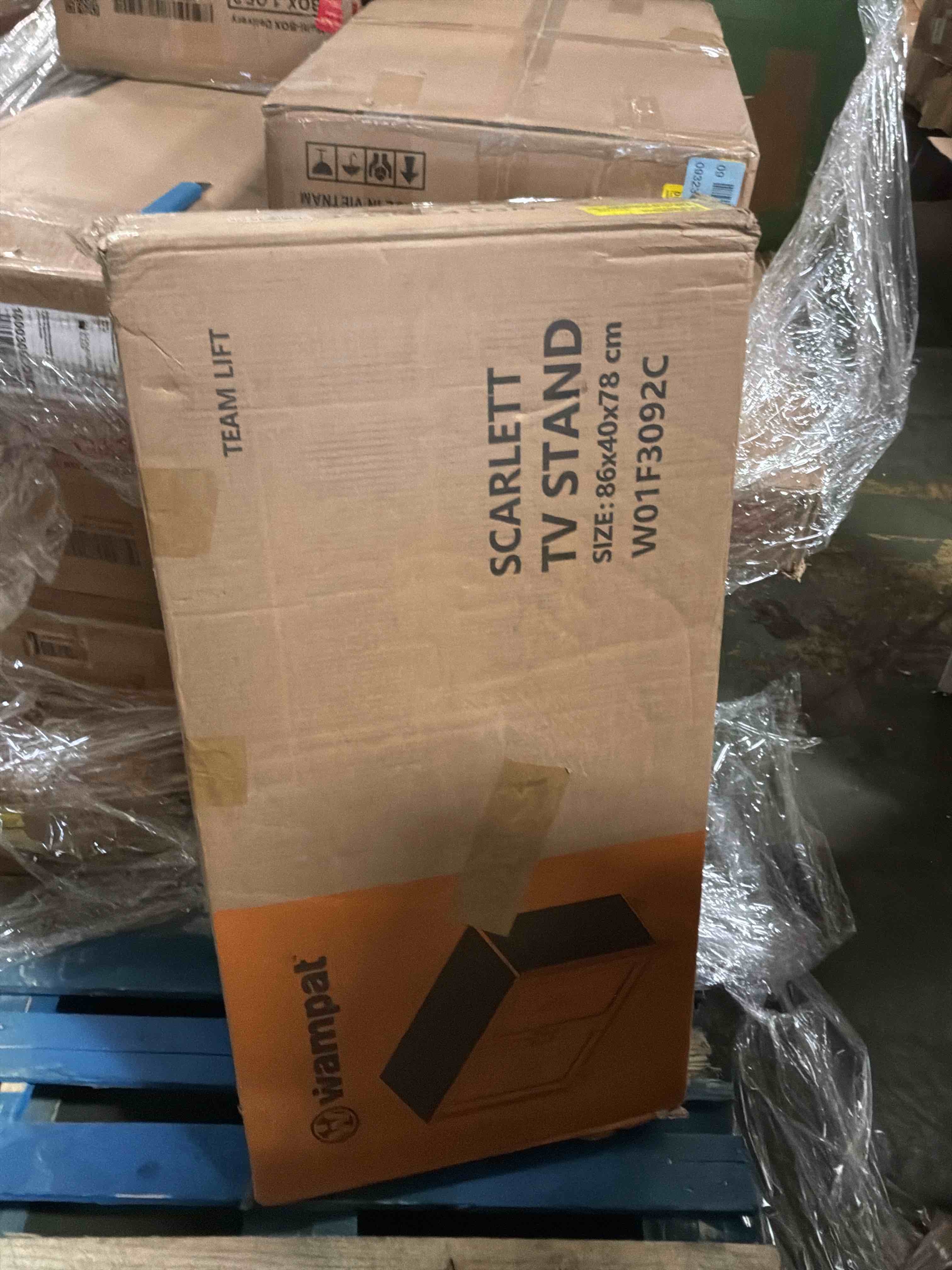 Condition photo showing New/Like New for scarlett tv stand for tv, 3 -in -1 tv console table for 85inch 