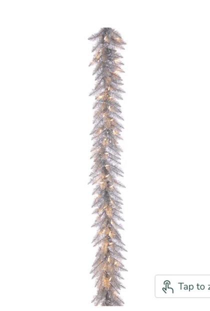 6’ pre lit champagne tinsel garland 