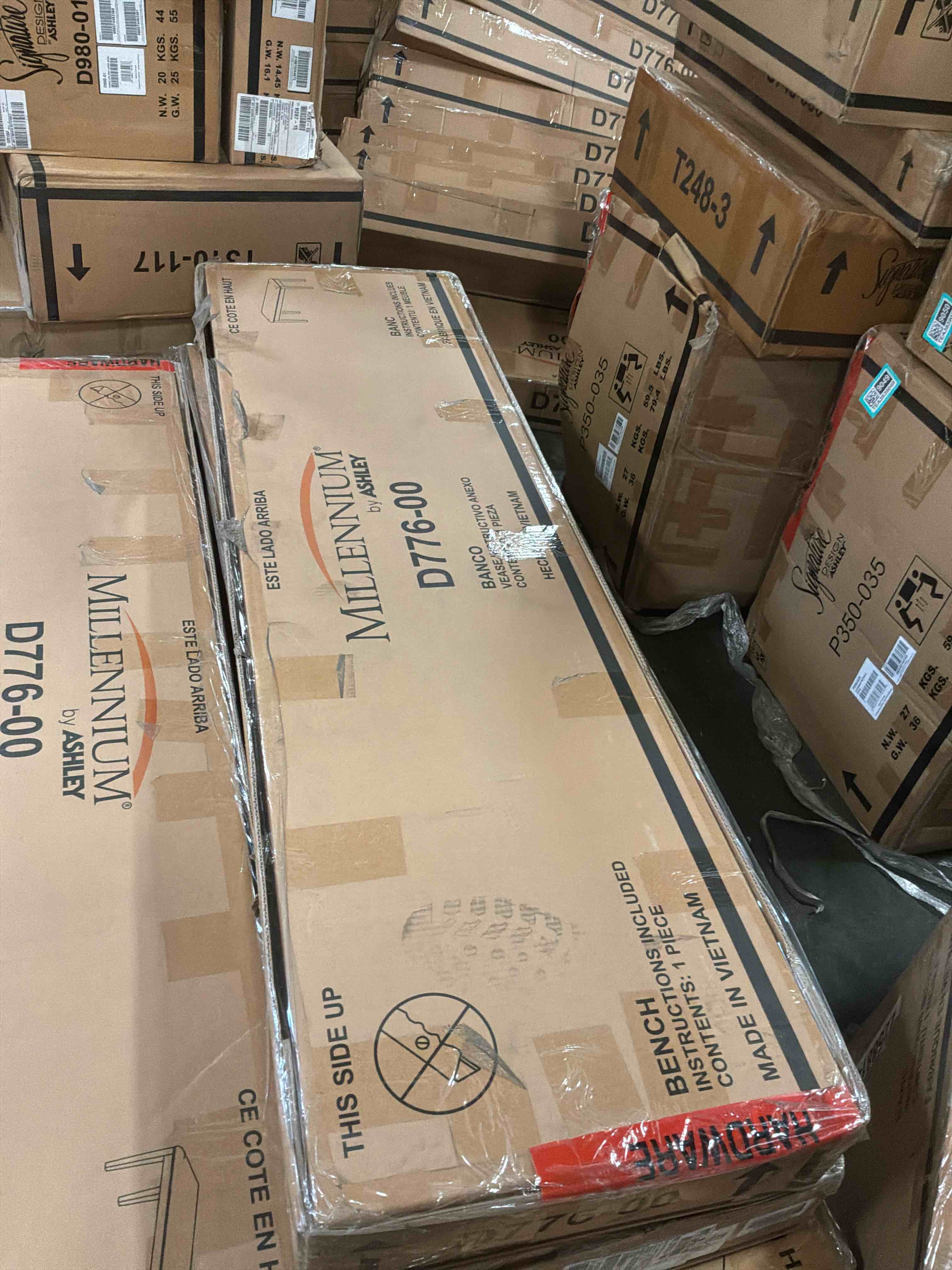 Condition photo showing New/Like New for johnelle 63" upholstered dining bench