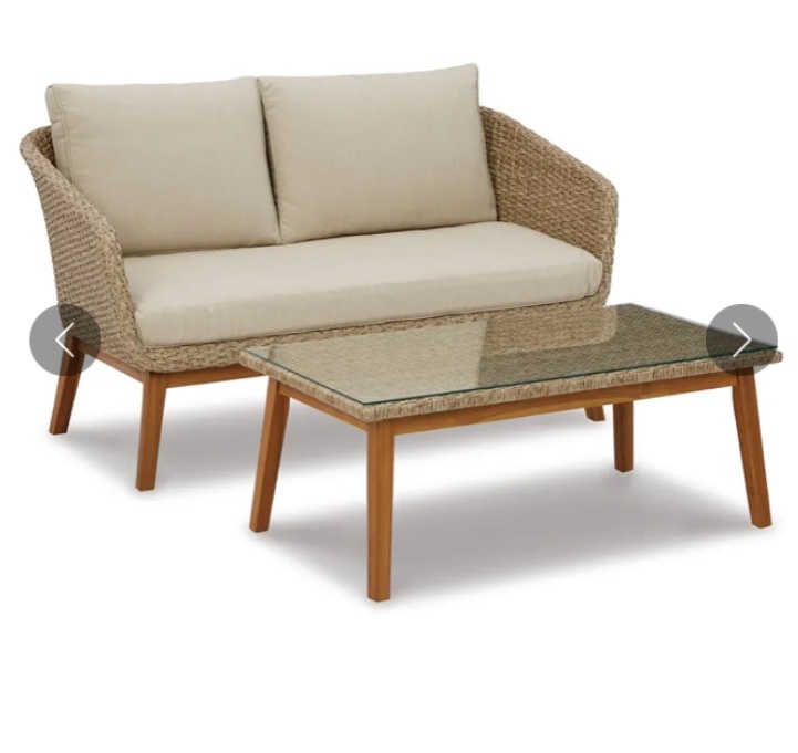 Crystal Cave Outdoor Loveseat with Table (Set of 2)