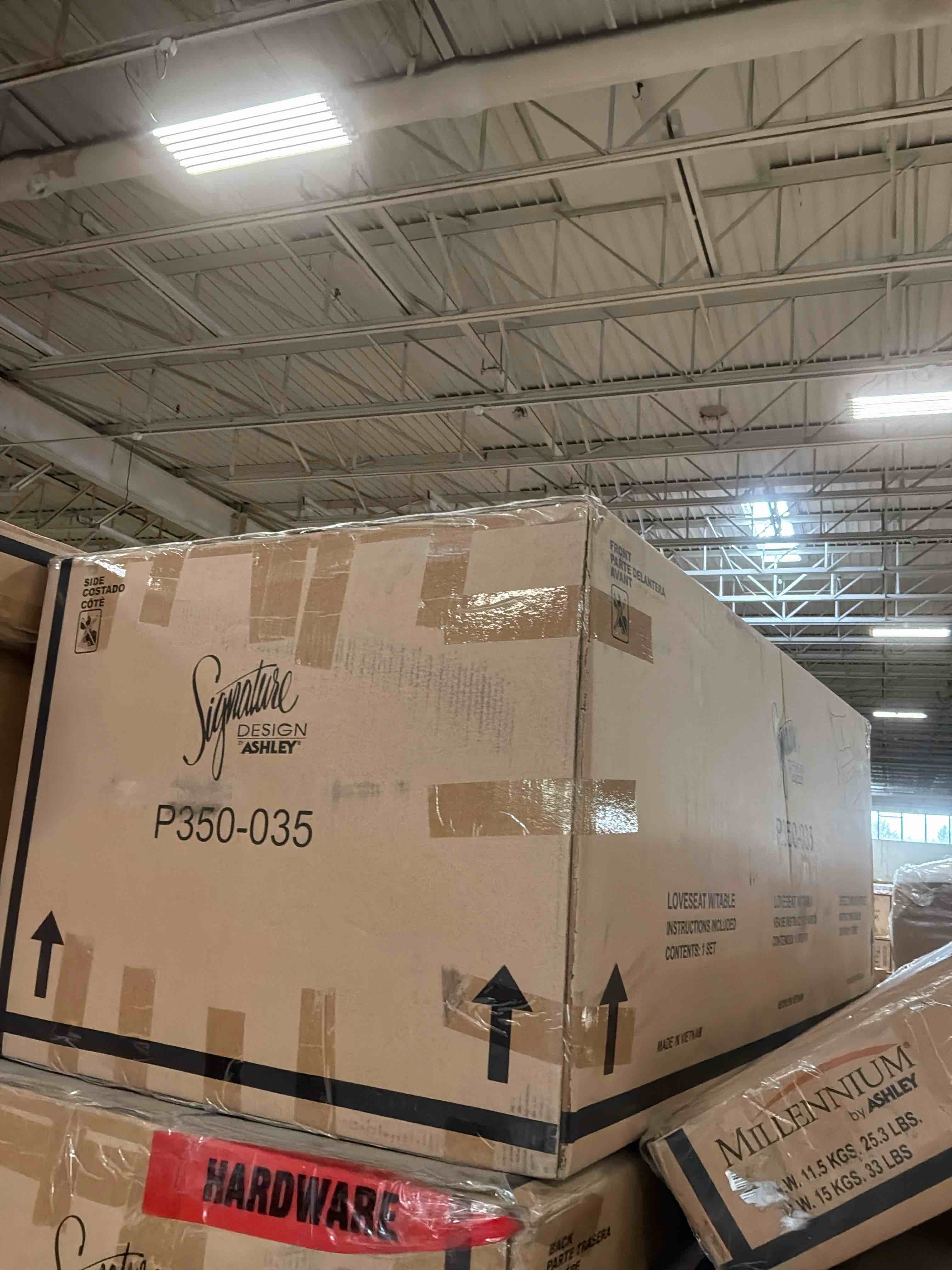 Condition photo showing New/Like New for crystal cave outdoor loveseat with table (set of 2)