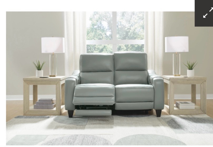  mosswell dual power leather reclining loveseat